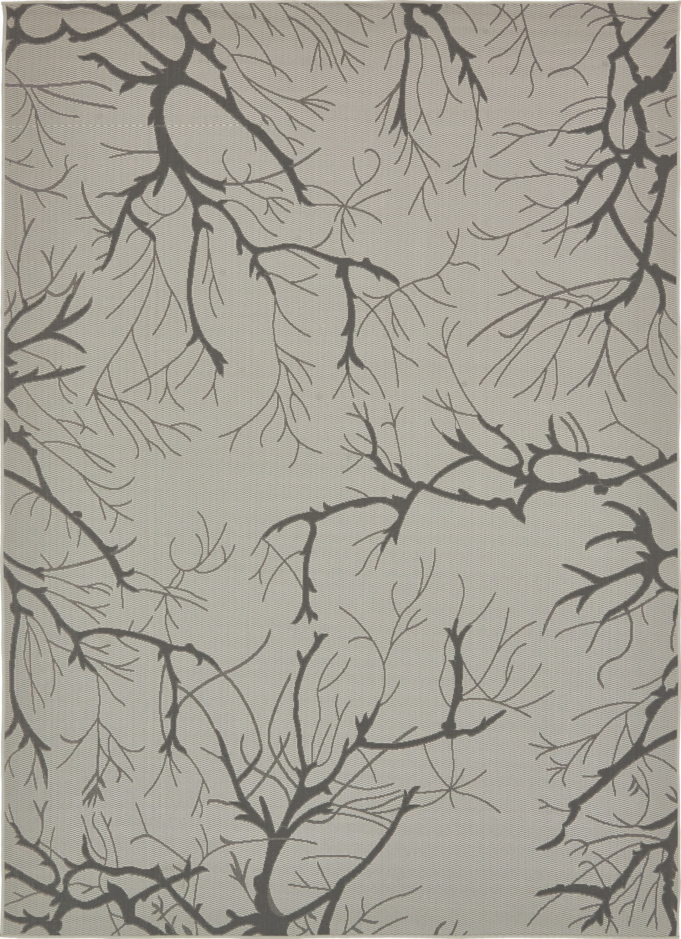 Unique Loom 3135523 Branch Outdoor 8 x 11 (ft) Loomed Polypropylene Light Gray/Dark Gray Rectangular Indoor/Outdoor Floral/Botanical Area rug