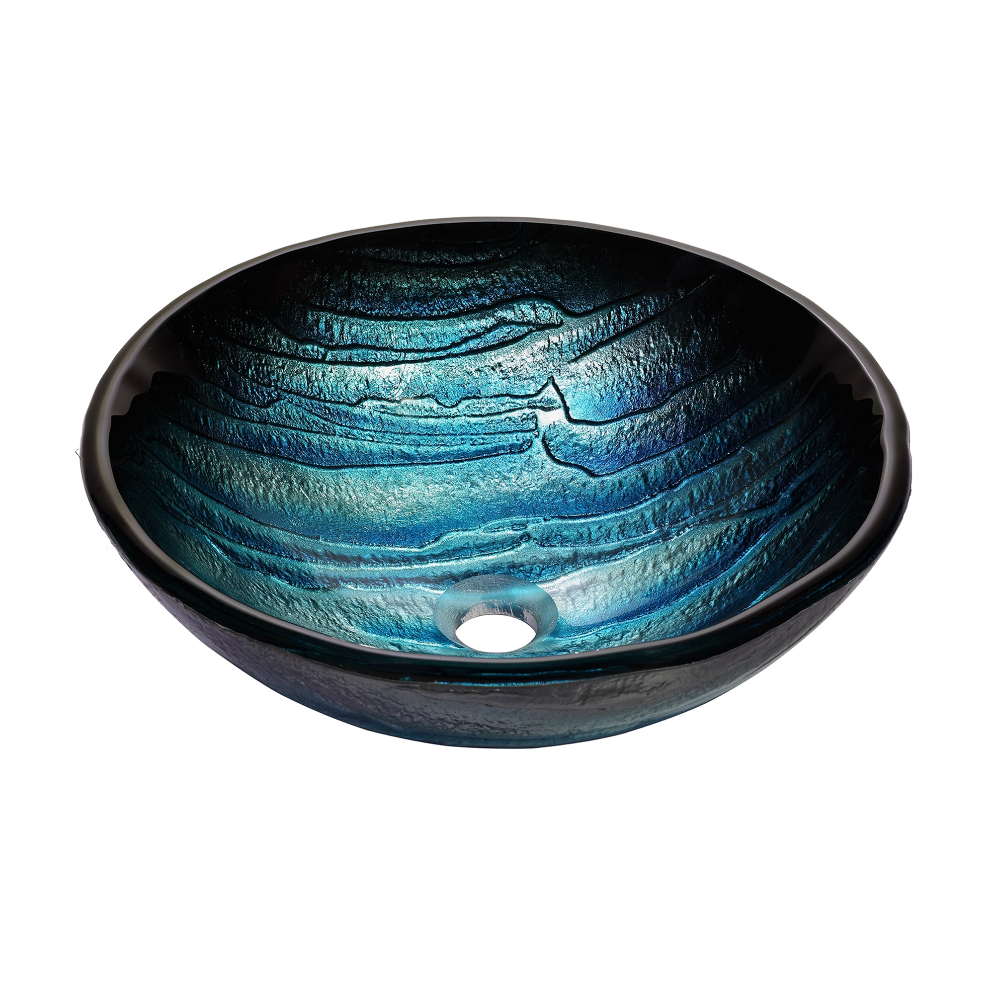 Kraus GV-399-19MM Nature Tempered glass Vessel Round Traditional Multicolor Glass Bathroom Sink ( 17-Inches x 17-Inches )