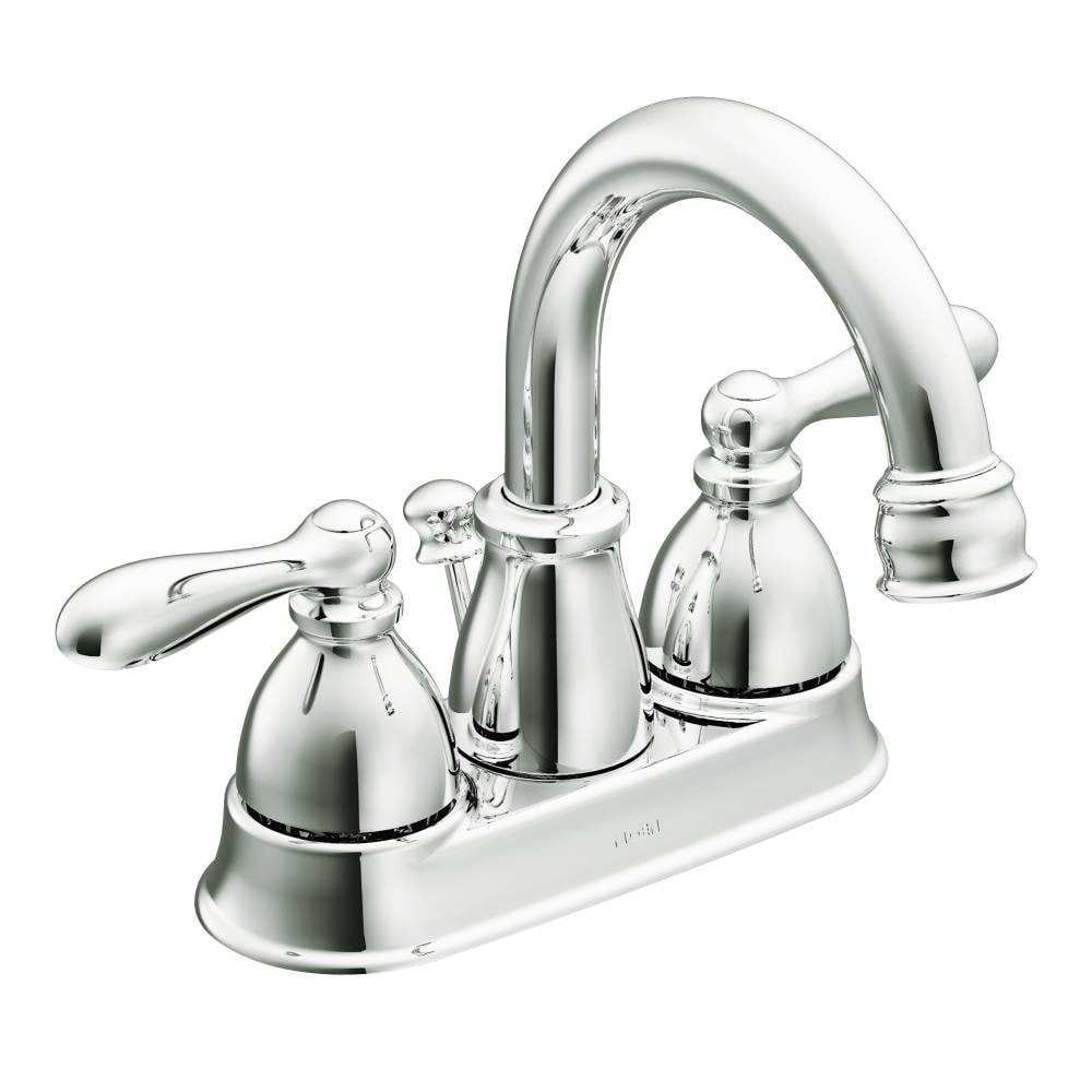Details about   MOEN Bathroom Sink Faucet Low Arc Spout 4 Inch Centerset 2 Handle Chrome 2 Pack 