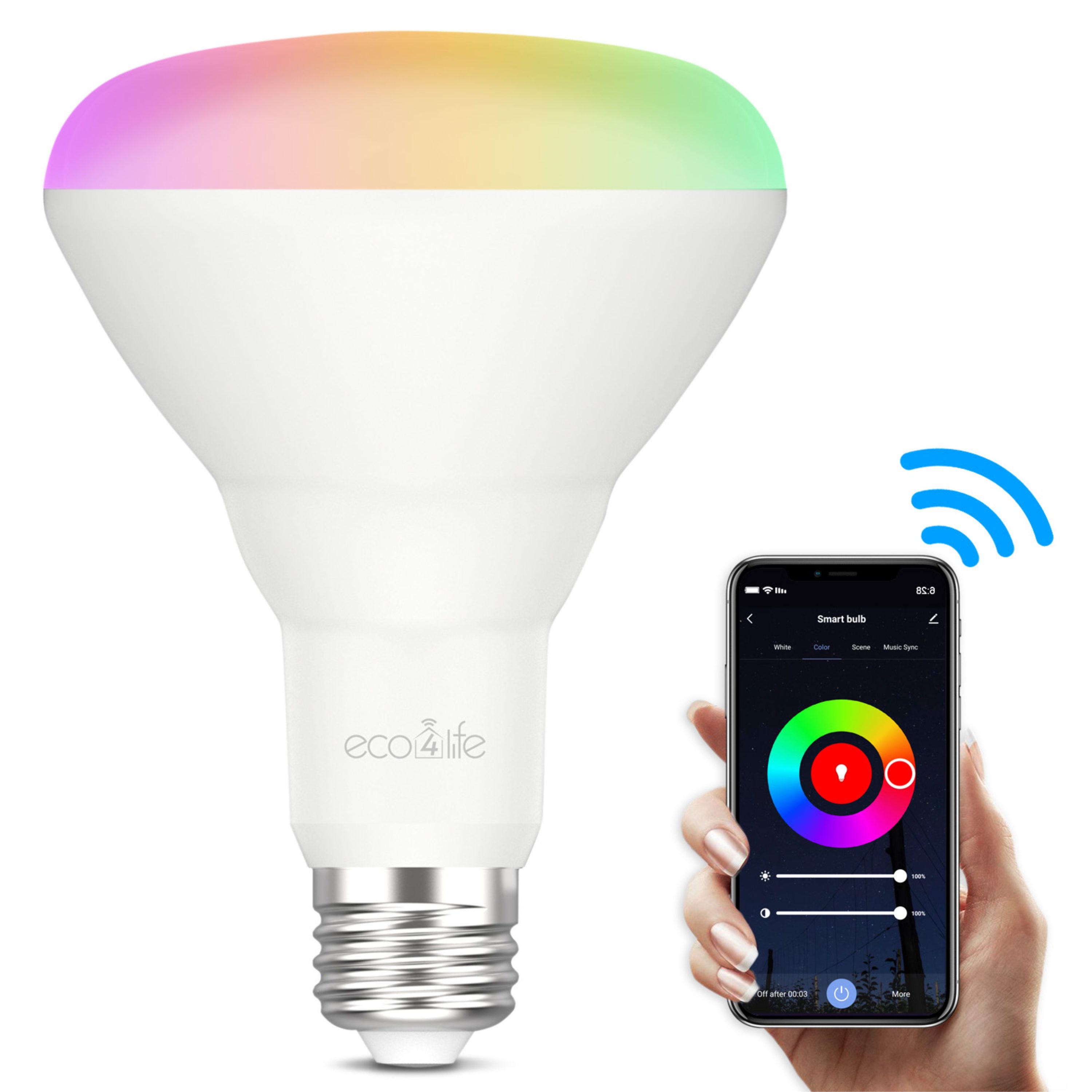4 PACK Smart PHONE LED Wifi Light Bulb 2.4G E26 Multicolor Alexa Siri NO HUB RGB 