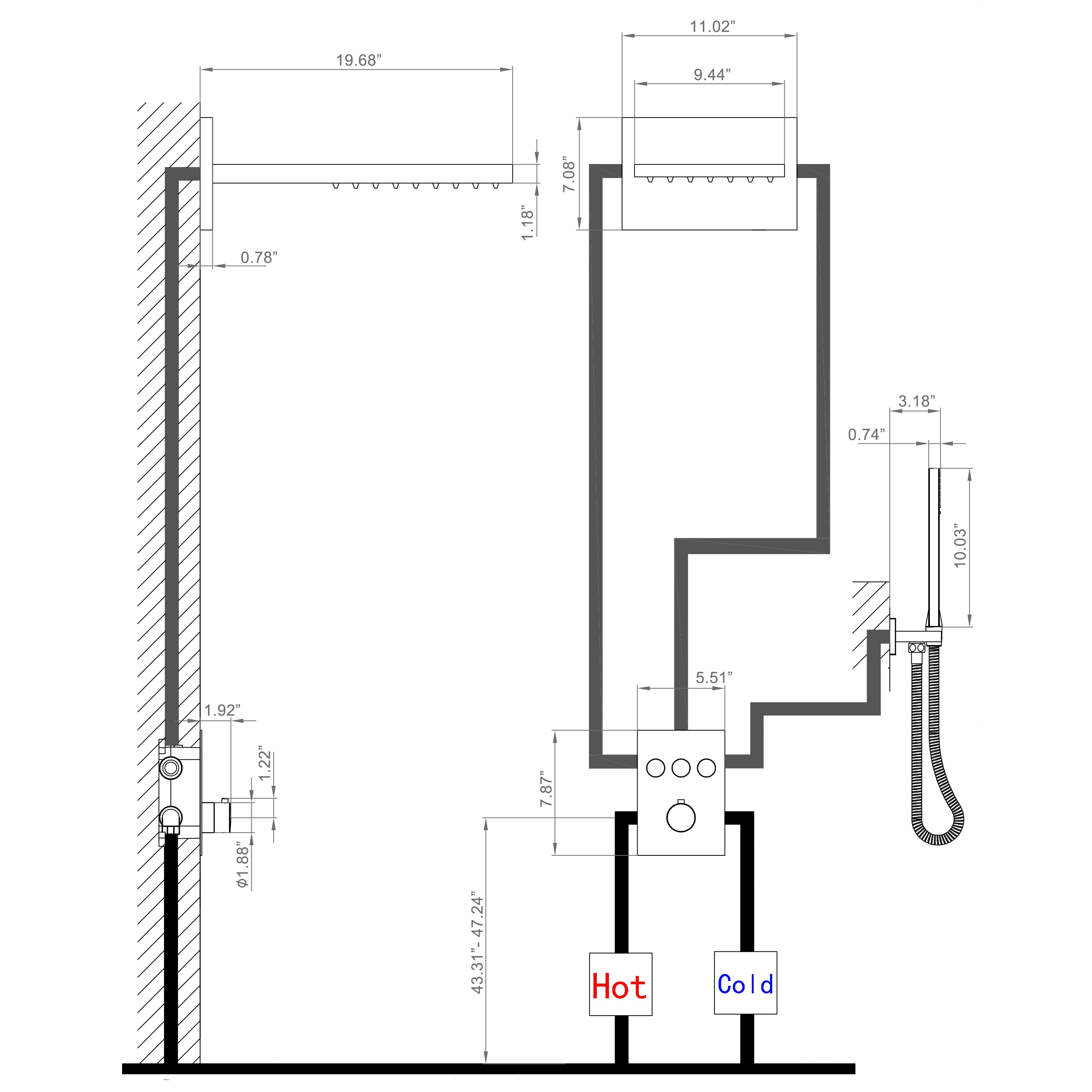 CASAINC WE-SS07CH Showerhead-Bar-Panels - View #6