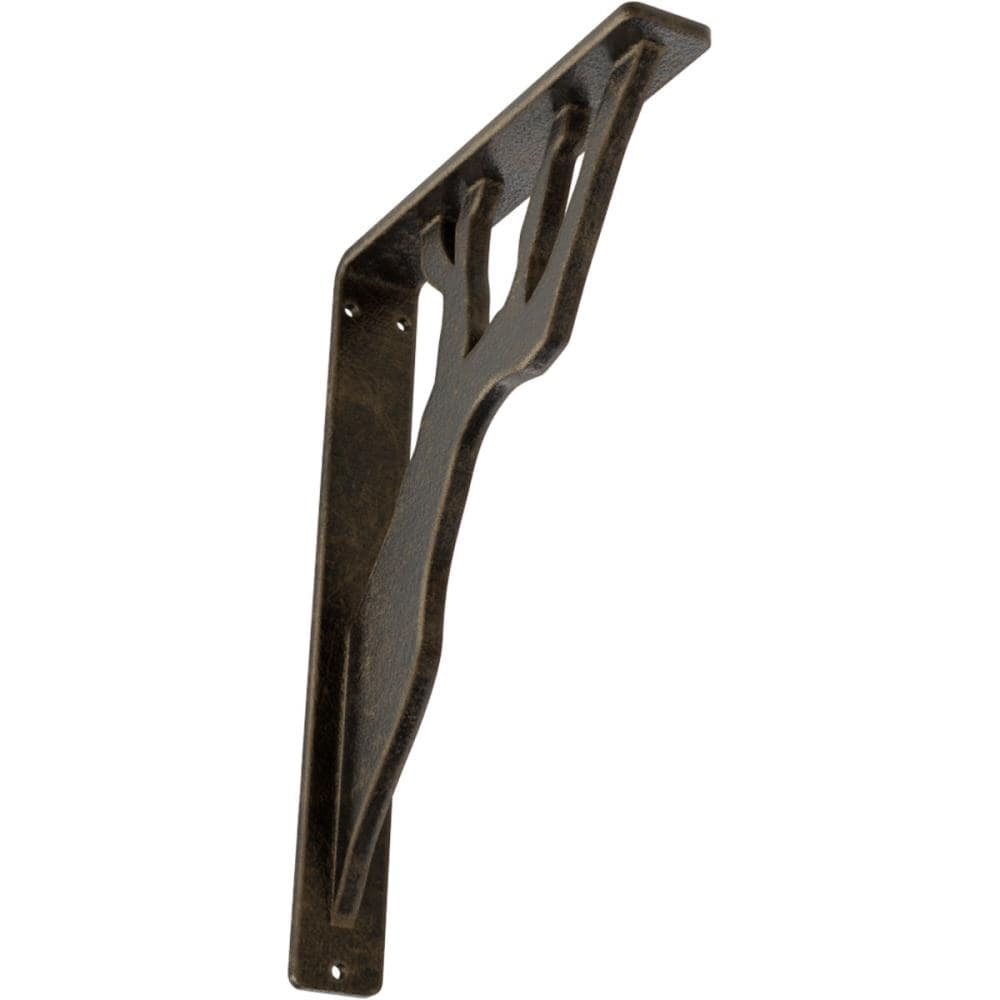 Ekena Millwork BKTM01X07X10SDAAPG Damon 7.5-in x 1.5-in x 10-in Antique gold Wrought iron Mounting bracket