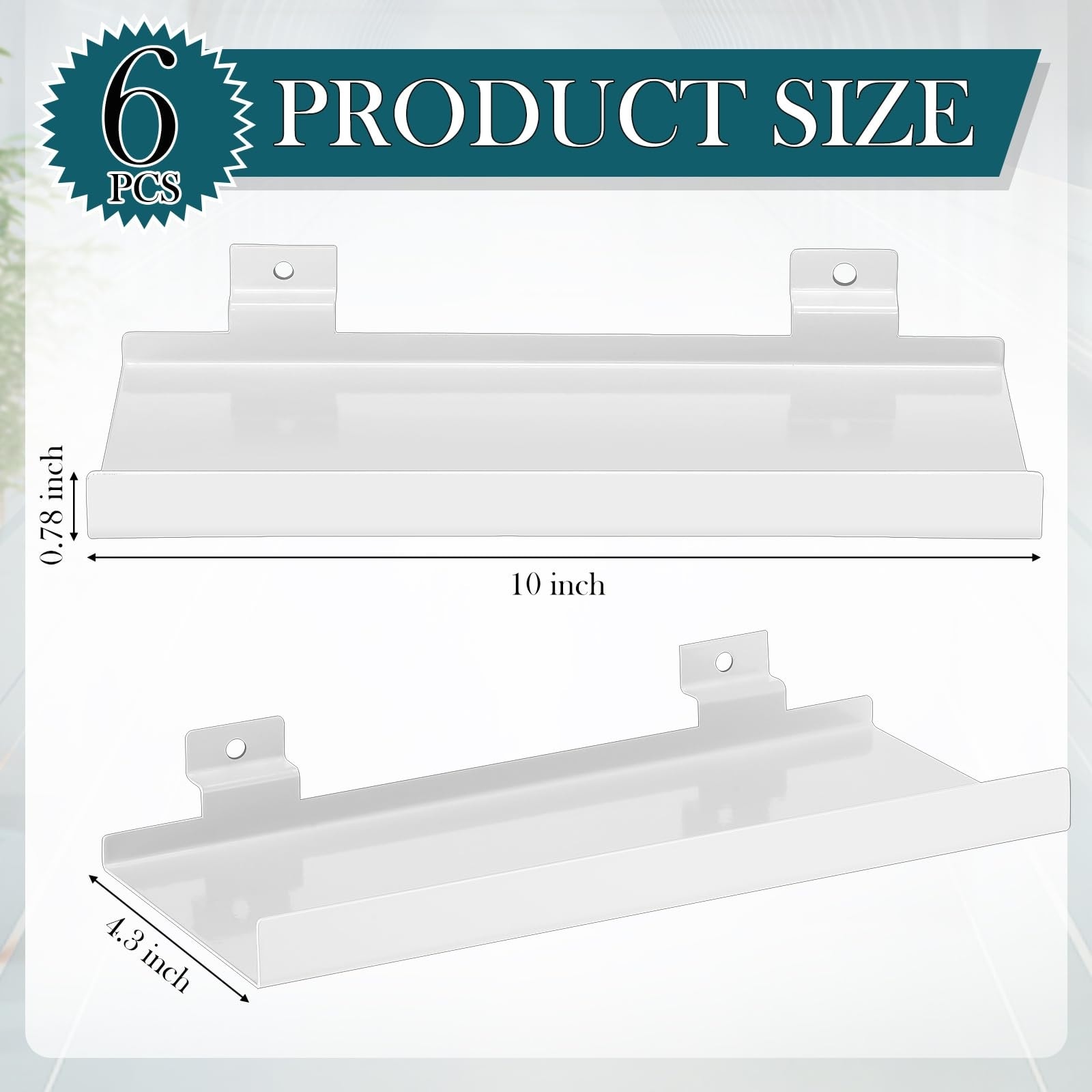 Etokfoks  10x4 3 in Metal Slatwall Shelves 6 Pack White Retail Display Panel for Storage Organization