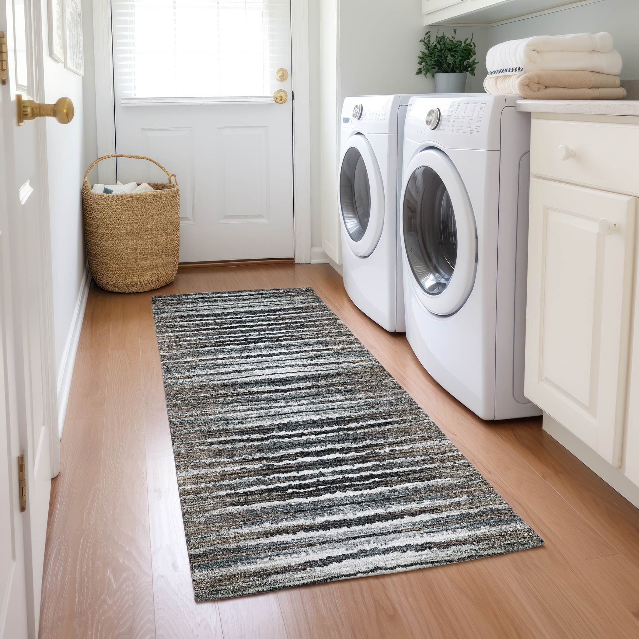 Addison Rugs ACN604BR2X8 Chantille ACN604BR 2 x 7 (ft) Polyester Brown Rectangular Indoor/Outdoor Abstract Machine washable Runner rug