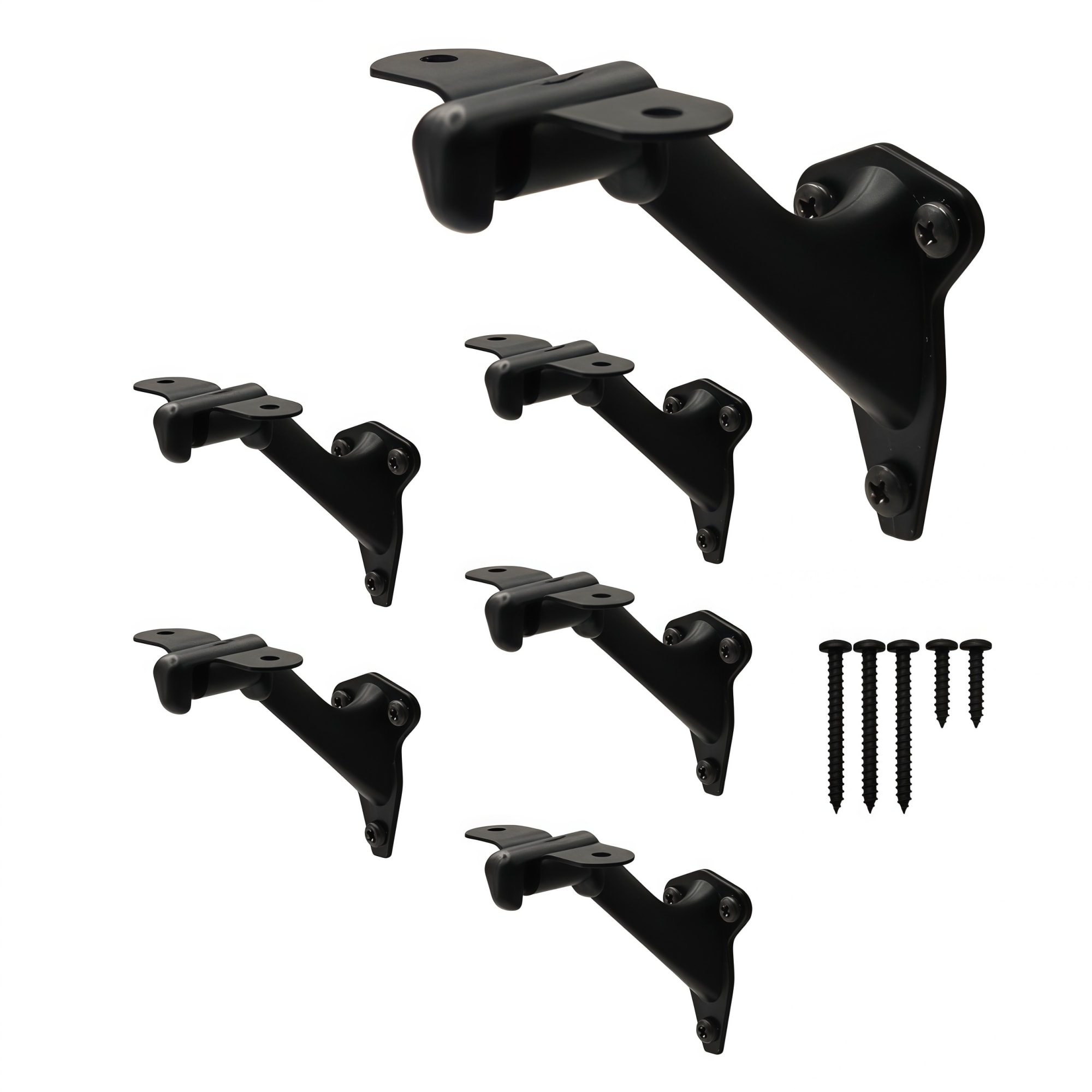 Numhew 3-in Black Matte Zinc Alloy Handrail Brackets 6-Pack