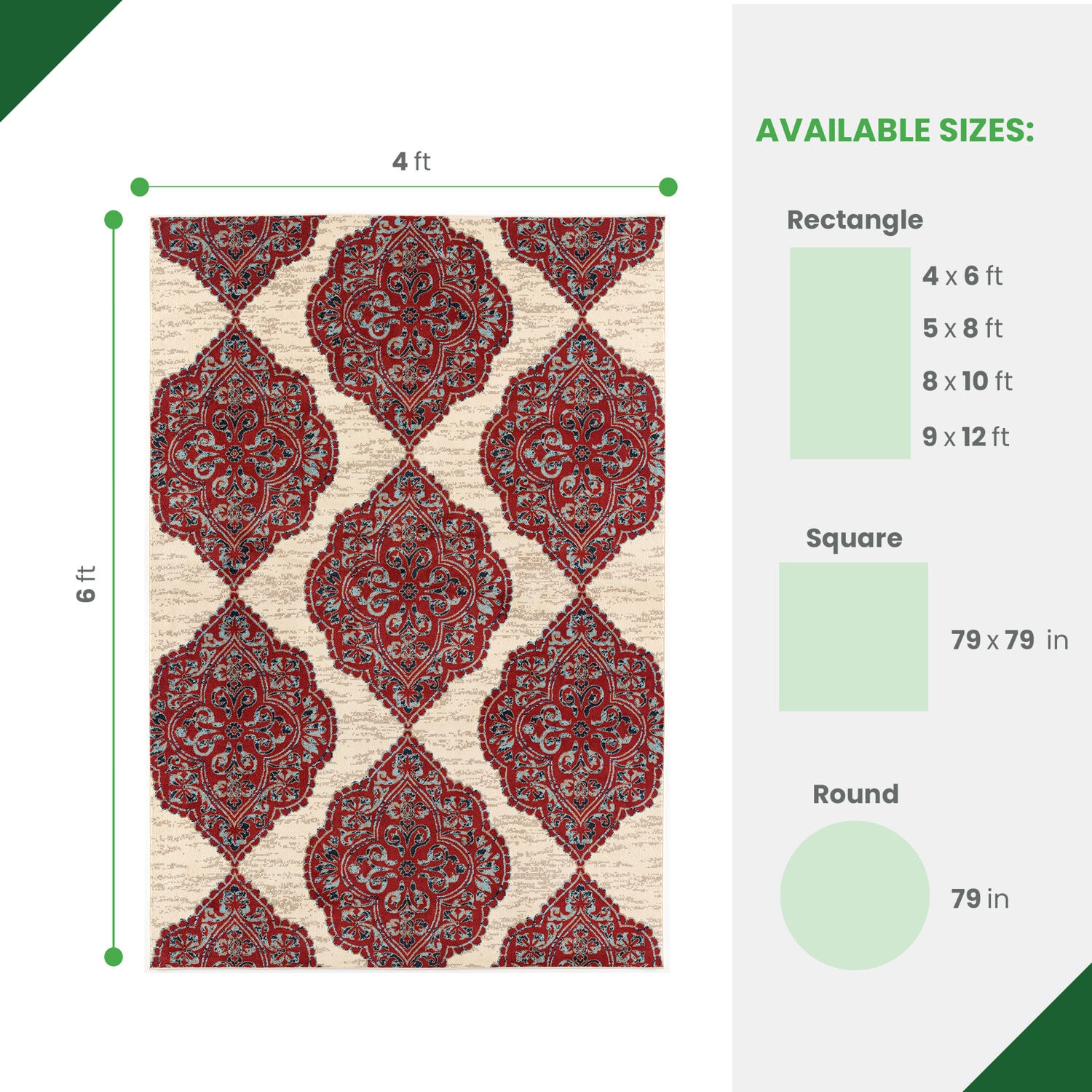 Hanover HANRG4X6IK-RED rugs - View #6
