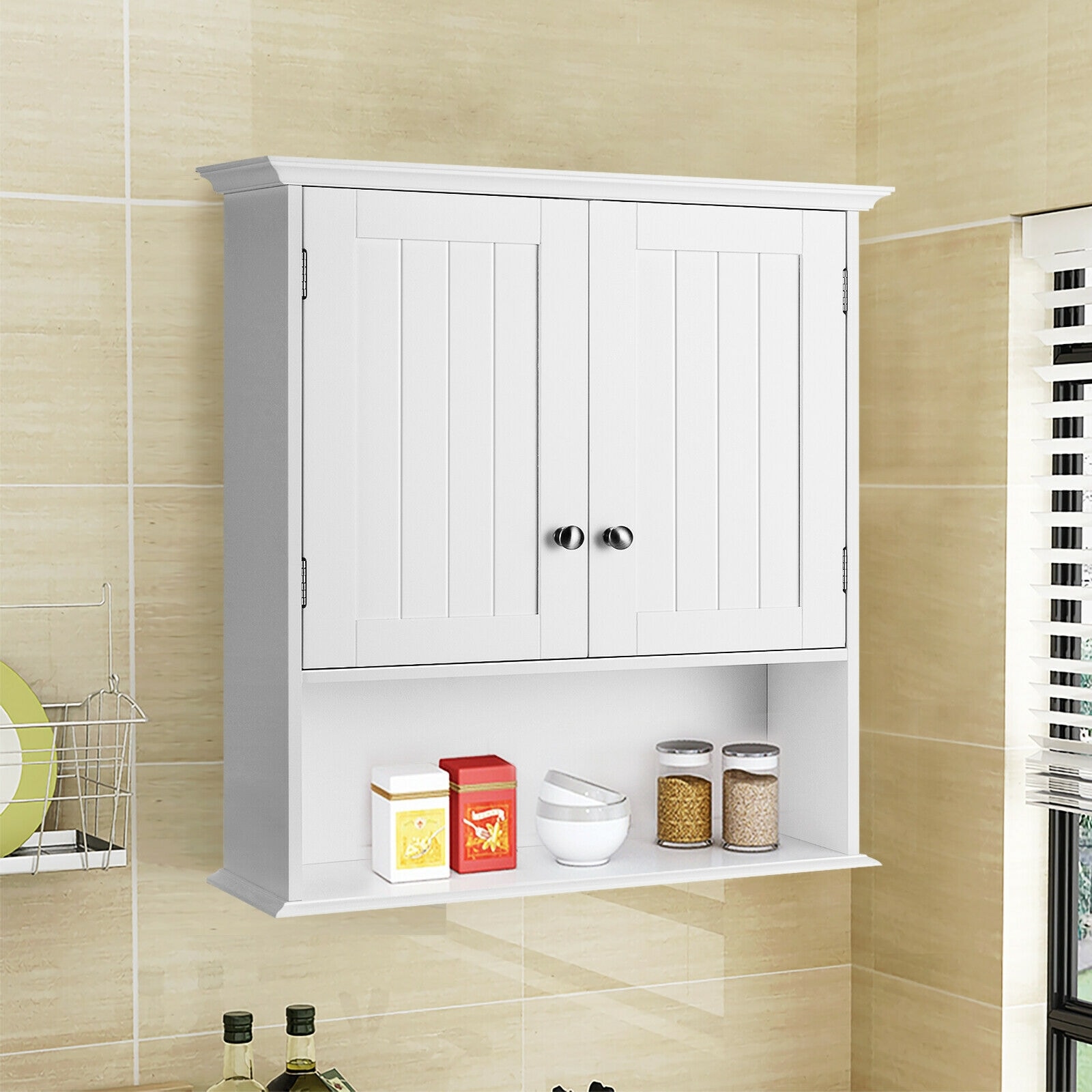 Forclover 23.5-in x 28-in x 7-in White Bathroom Wall Cabinet