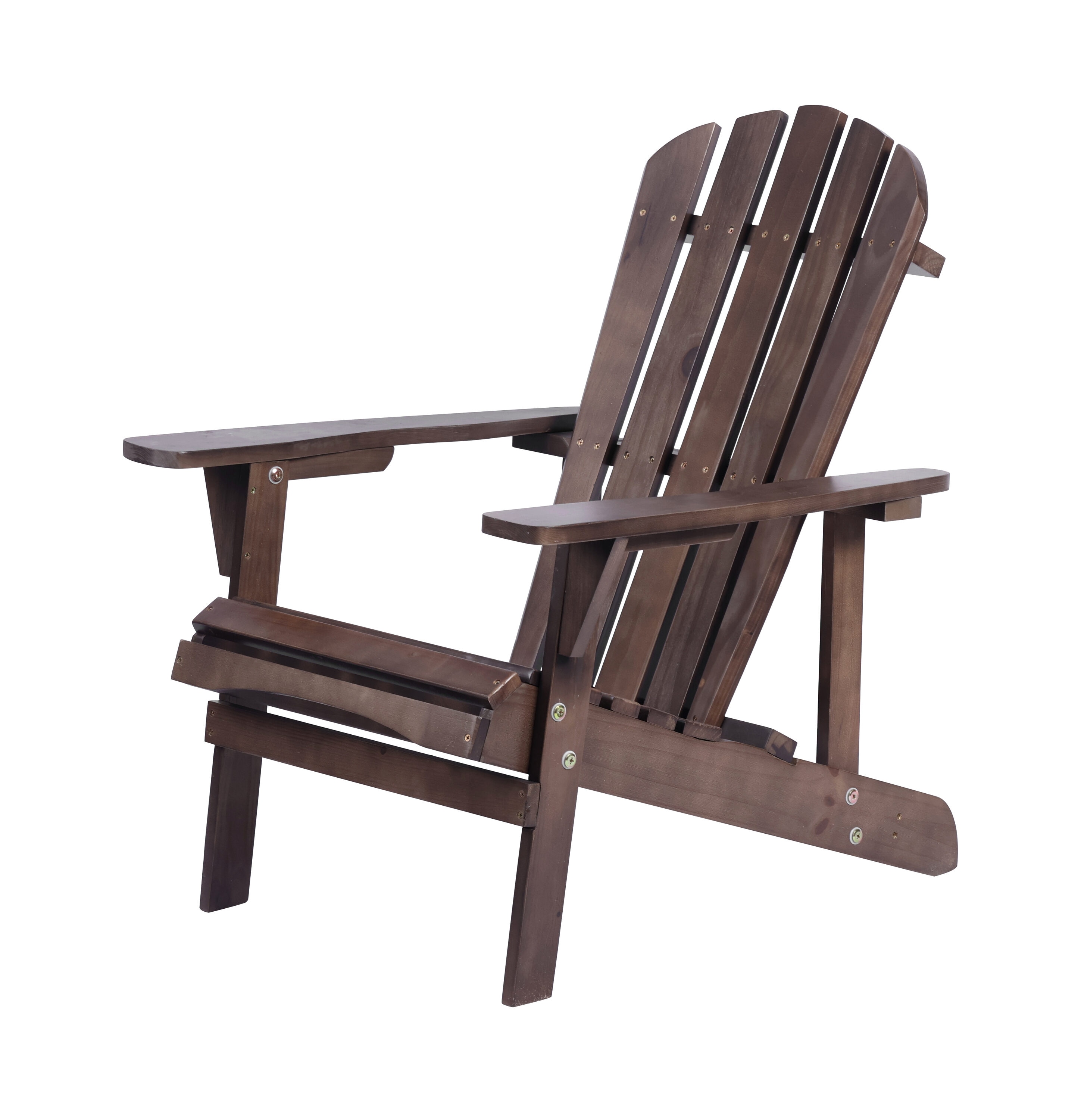 Maocao Hoom BH16829 Patio Chairs Dark Brown Wood Frame Stationary Adirondack Chair with Solid Seat