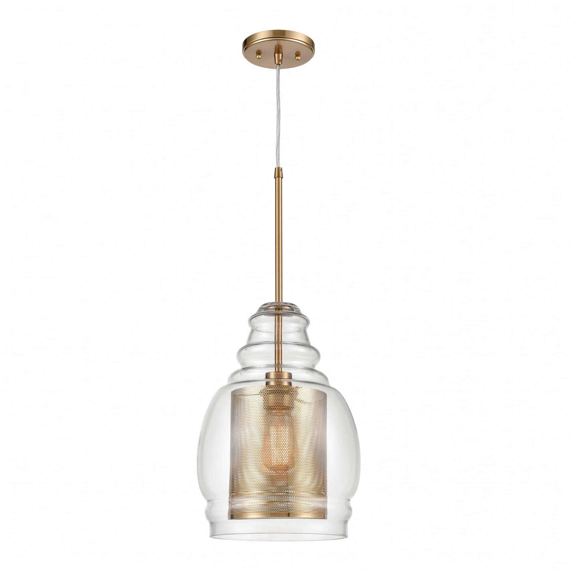 ELK Home Herndon 1 - Light Antique Gold Gold Contemporary / Glam / Industrial / Luxe / Modern / Urban incandescent Glass & Steel Pendant Light
