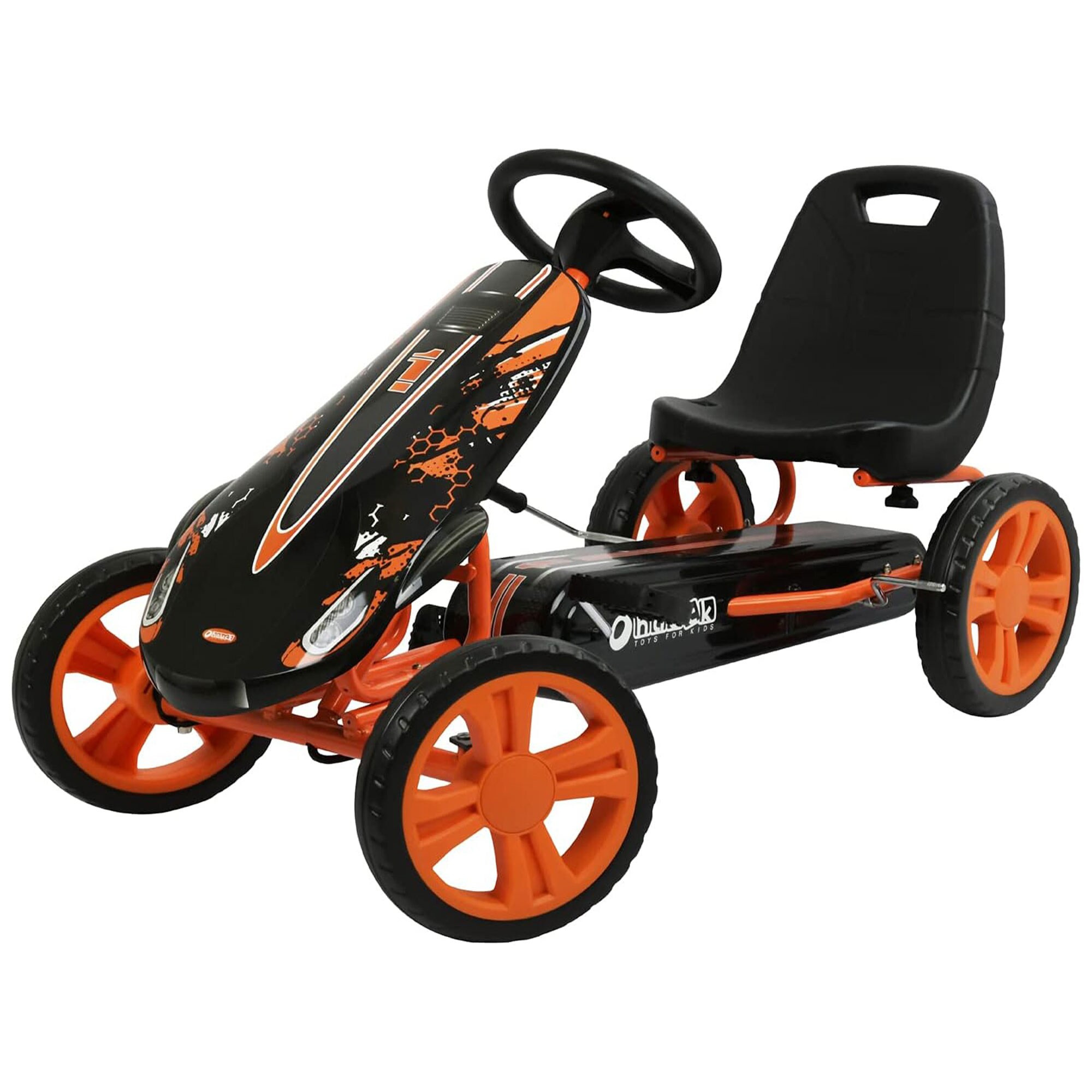 hauck 398683 Hauck Speedster Pedal Car with 3 Way Adjustable Bucket Seat and Steel Frame, Orange