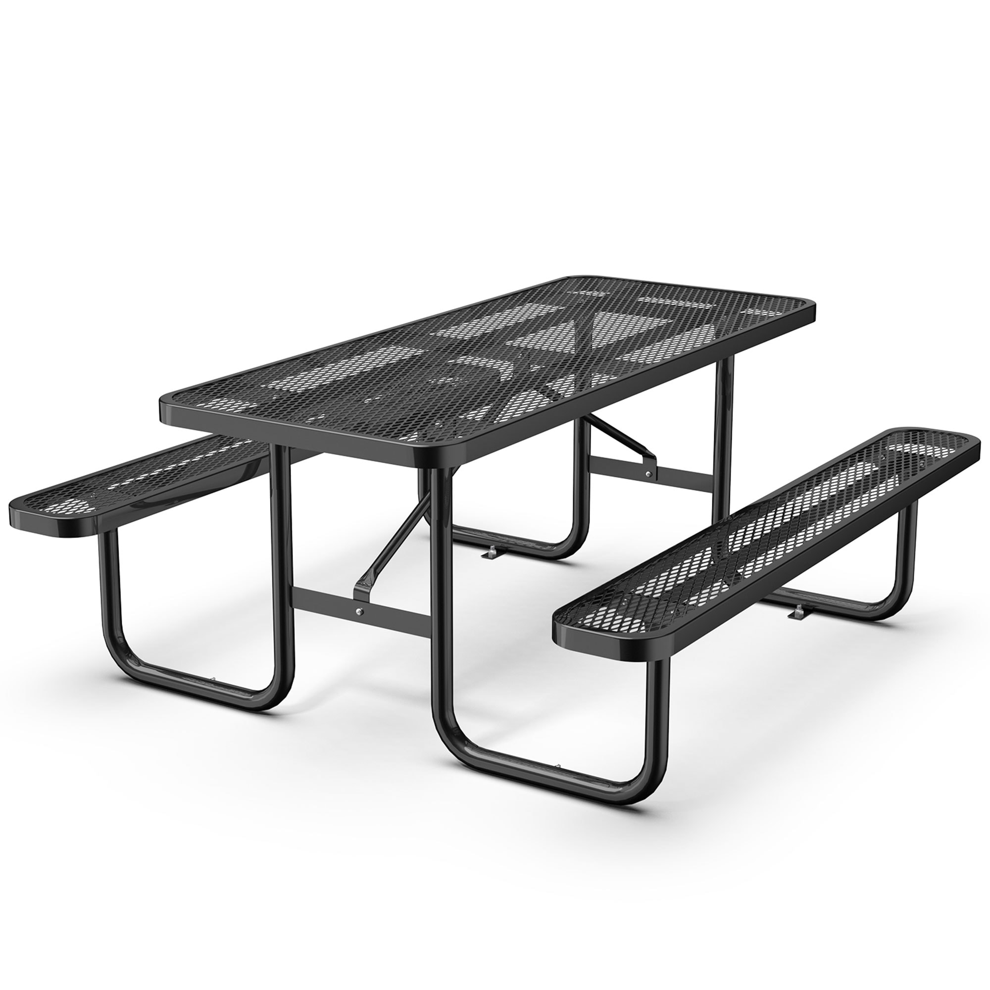 Clihome CL-CLL00016 72-in Black Steel Rectangle Picnic Table