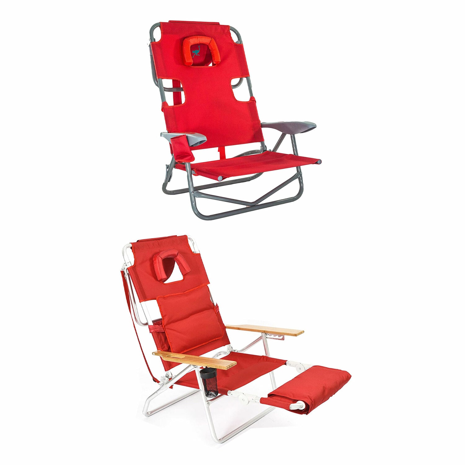 Ostrich 323228 Polyester Red Folding Beach chair Adjustable and