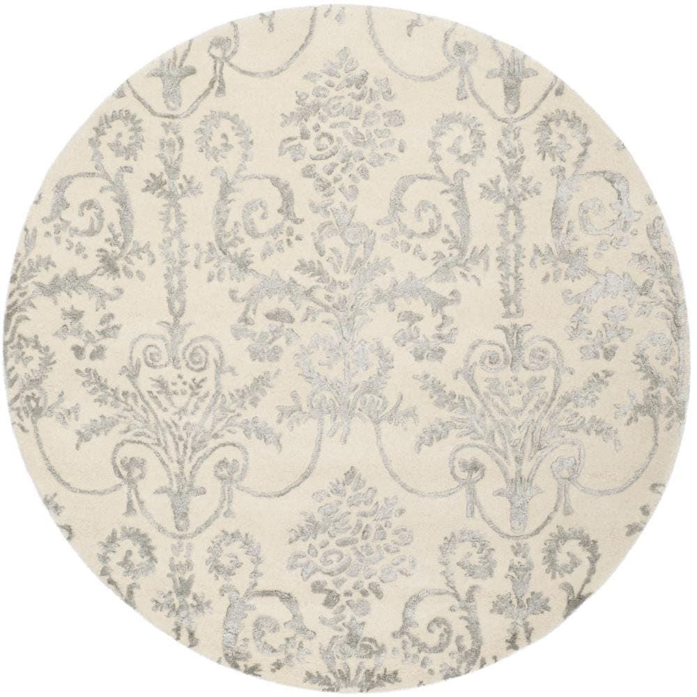 Hand-tufted Elegance Round Gray Wool & Viscose Rug - 59"