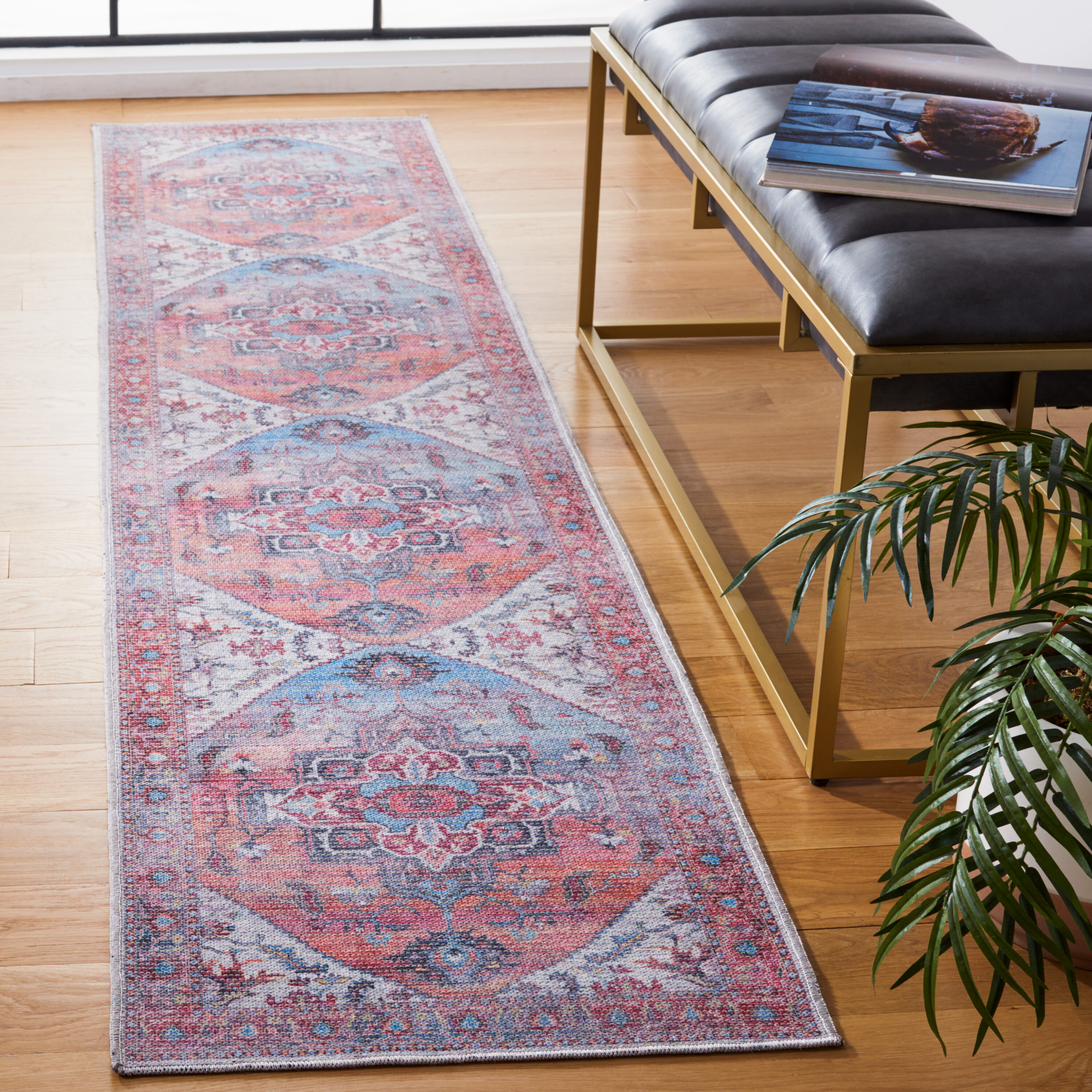 Safavieh SEP537P-29 Serapi 2 x 9 (ft) Loomed Cotton Rust/Ivory Rectangular Indoor Border Machine washable Runner rug