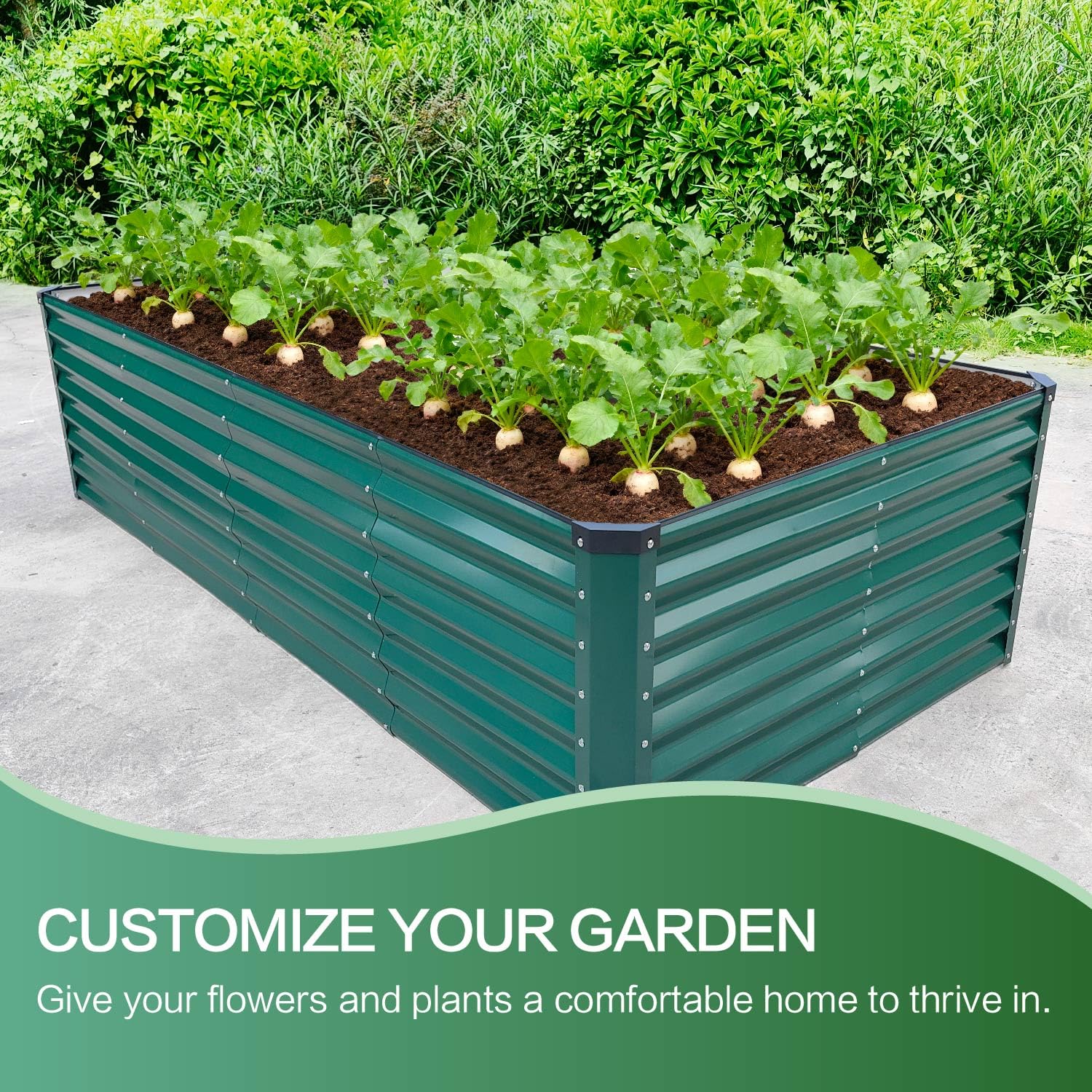 CYIKE Galvanized Raised Garden Bed Kit 8x4x2 Feet Metal Planter Box for ...