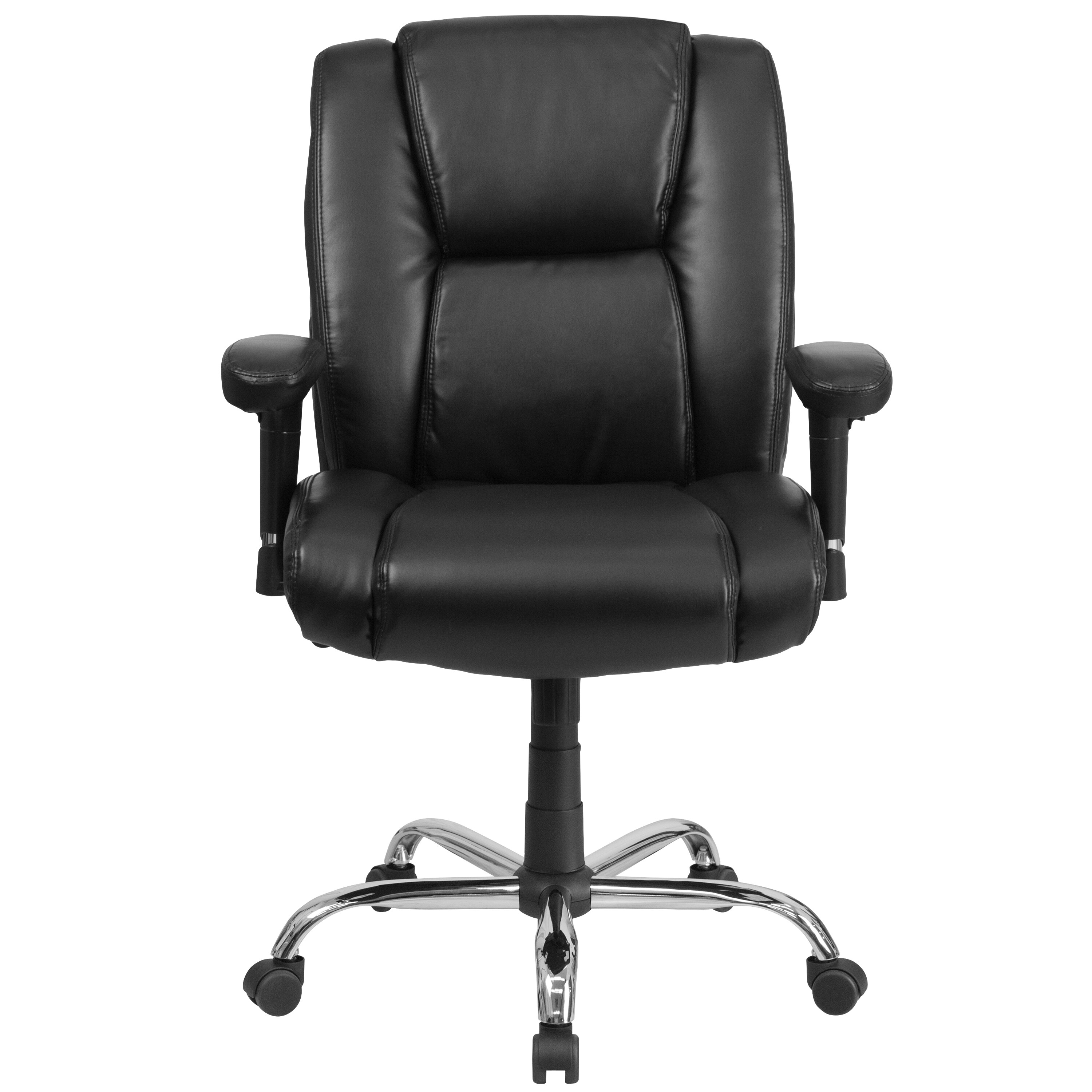 ErgoFlex Black LeatherSoft 360° Swivel Office Chair with Adjustable Arms
