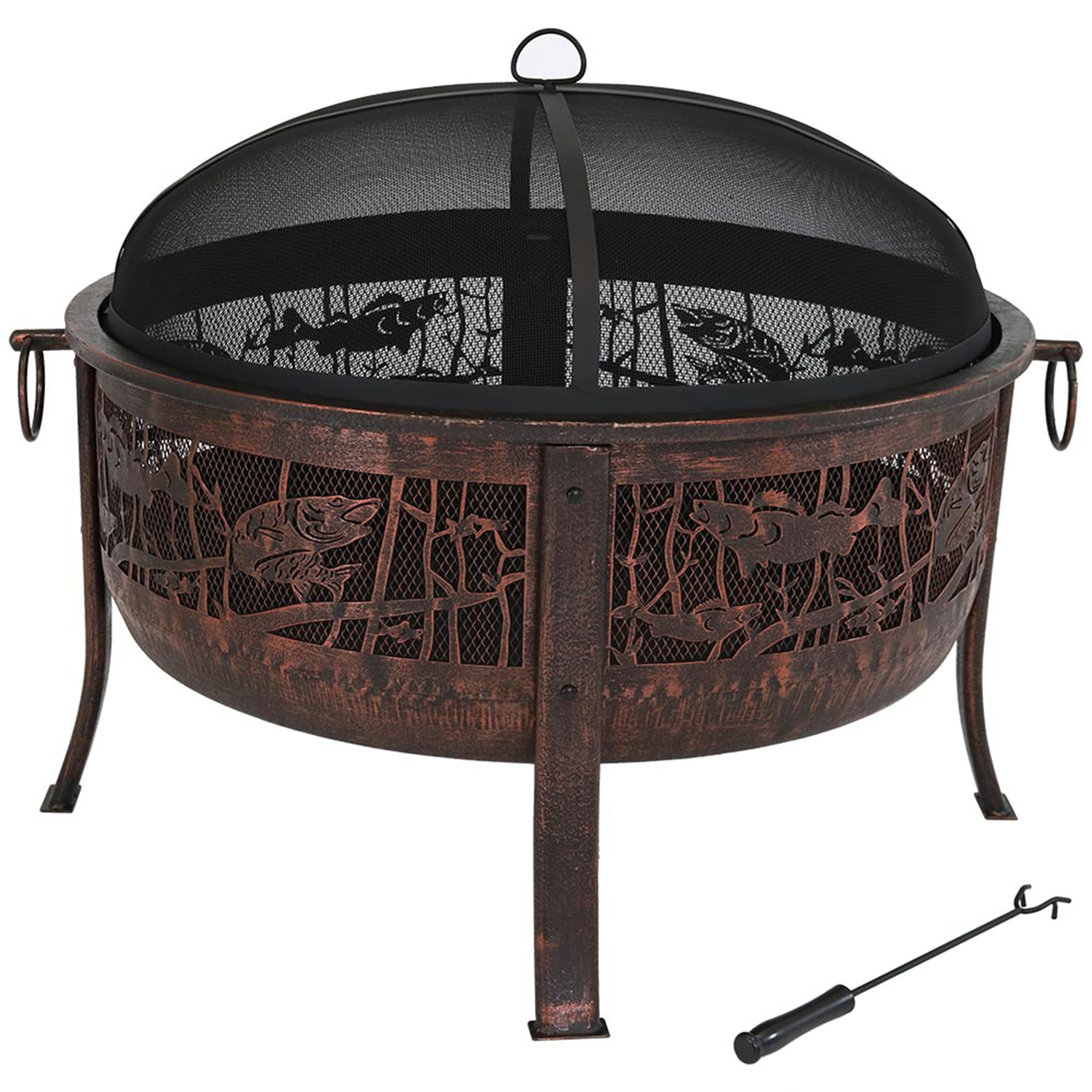 Sunnydaze Decor KF-NFFP31 30-in W Bronze Steel Wood-Burning Fire Pit
