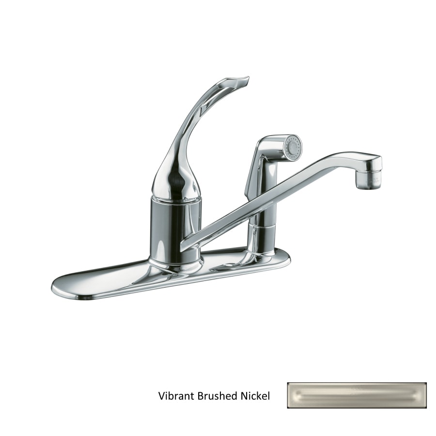 Kohler Coralais Vibrant Brushed Nickel Single Handle Low Arc Kitchen Faucet With Sprayer Deck 1821