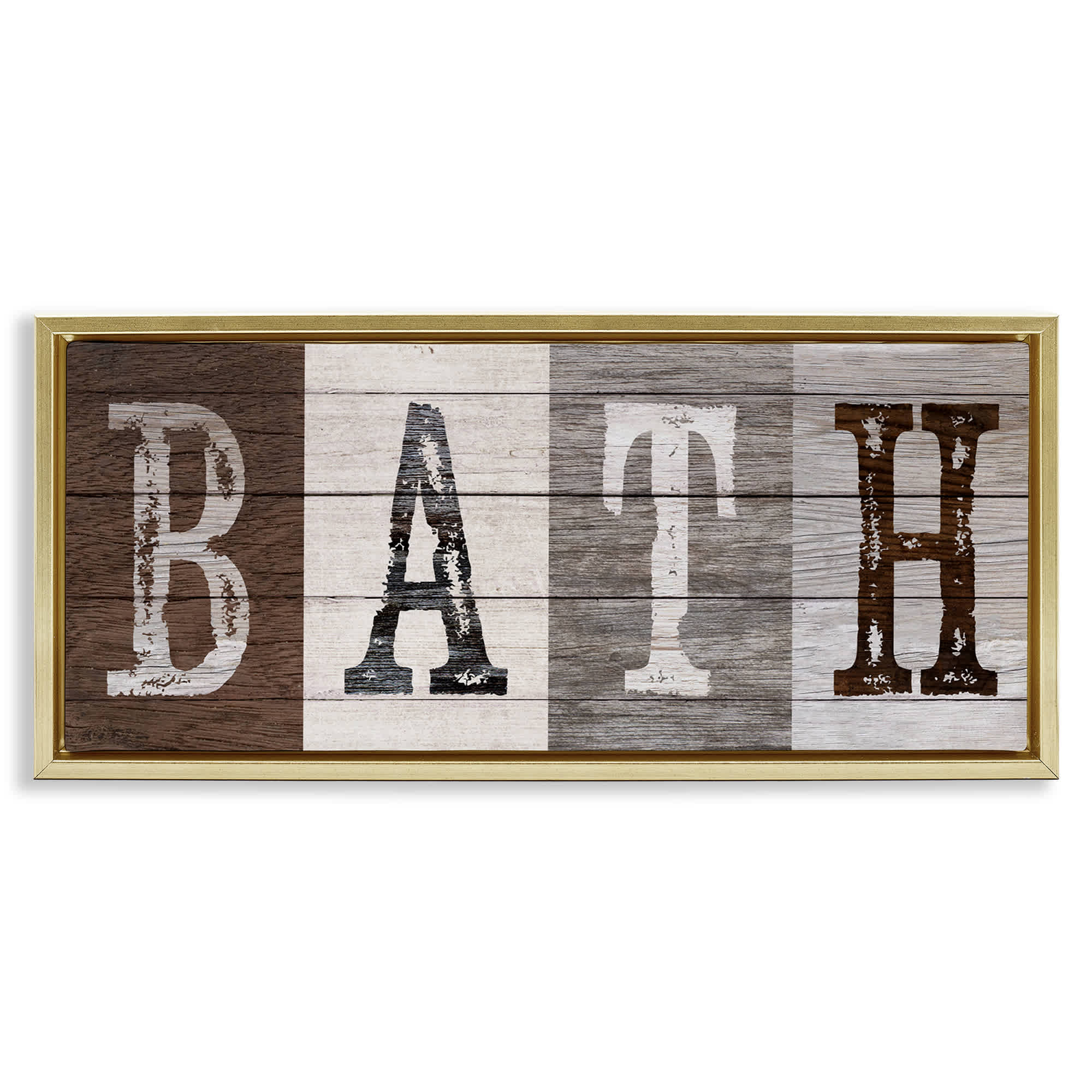 Stupell Industries BT-951-FFG-13X30 Rustic Bath Letters Floating Frame design by Susan Arnot