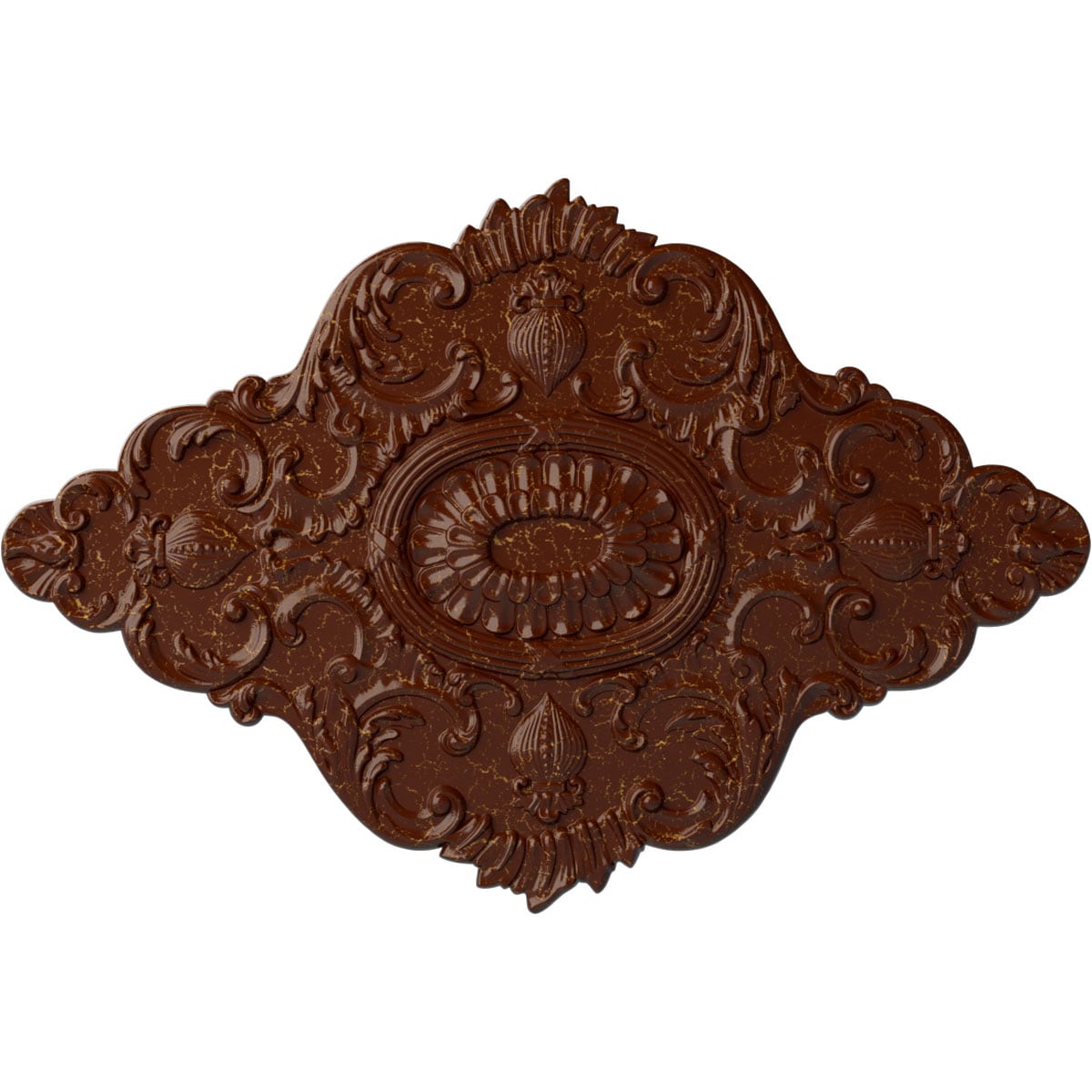Ekena Millwork CM42X28ASBMC Ashford 28.875-in W x 42.75-in L Painted Burnished Mahogany Crackle Polyurethane Whole Ceiling Medallion