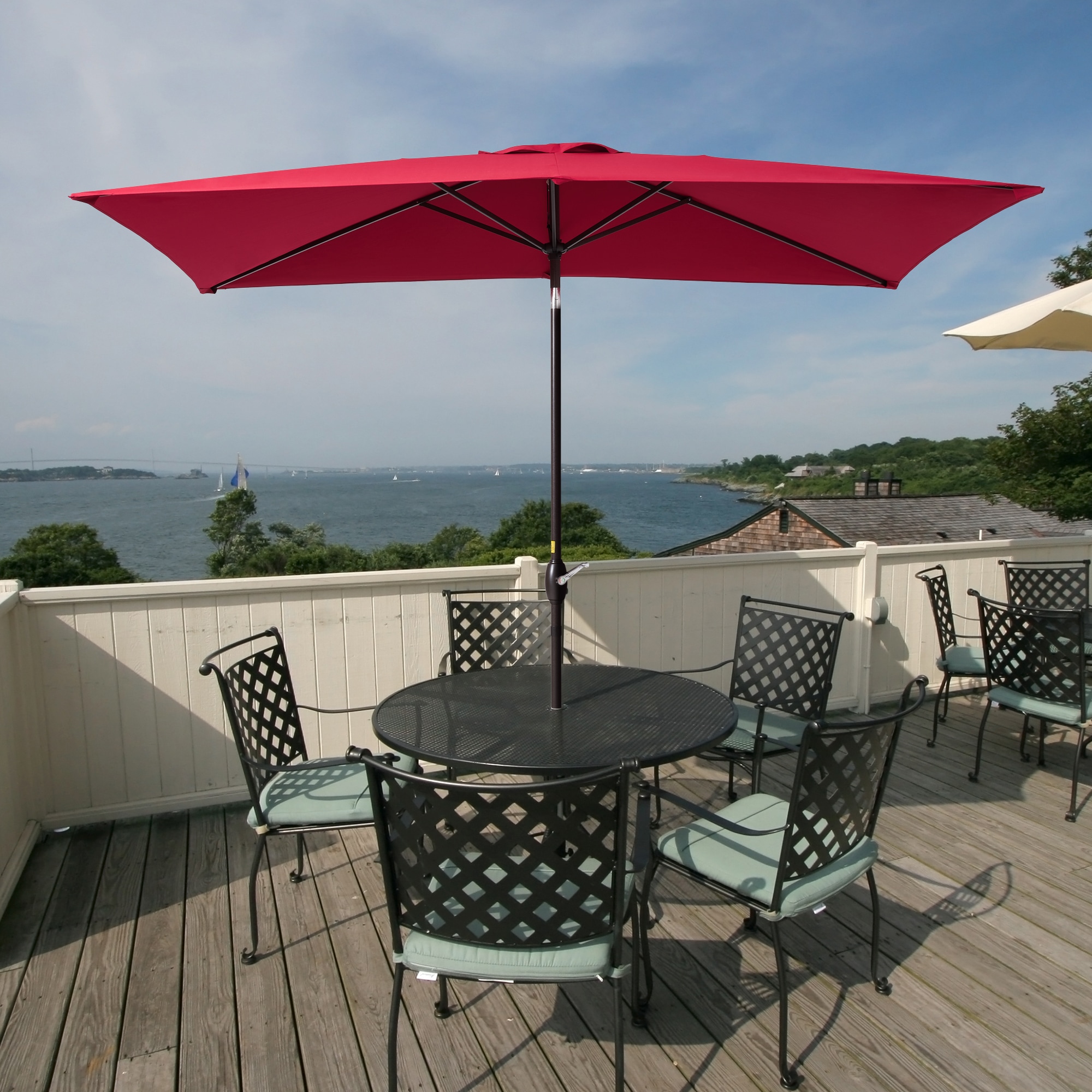 Sonkuki SD-ZDR300RD 10-ft Aluminum Red Push-button Tilt Market Patio Umbrella