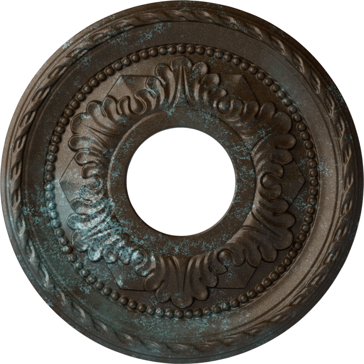 Ekena Millwork CM12PMBBS Palmetto 12.125-in W x 12.125-in L Painted Bronze Blue Patina Polyurethane Whole Ceiling Medallion