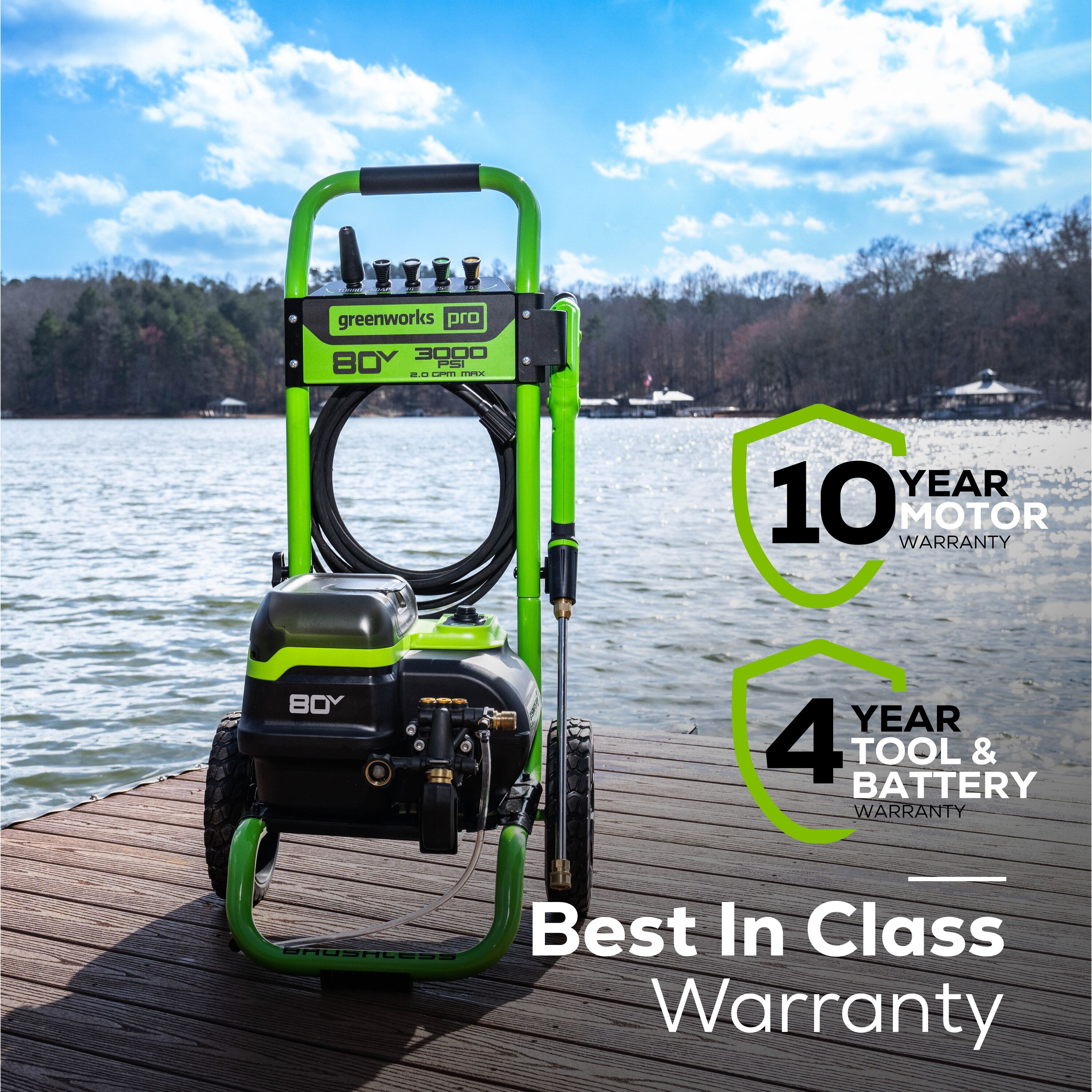 Greenworks 3000 PSI (1.1 GPM) TruBrushless Electric Pressure Washer & High  Pressure Soap Applicator Universal Pressure Washer Attachment & Surface