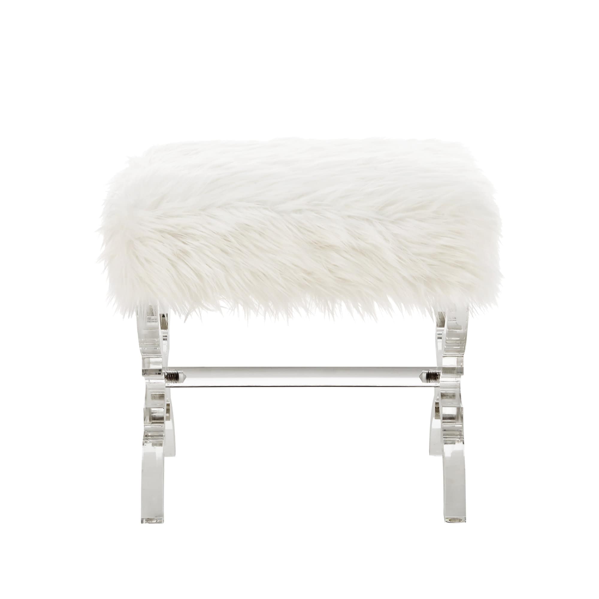 Inspired Home ON38-04WE-LS Reida Modern Cream White Ottoman