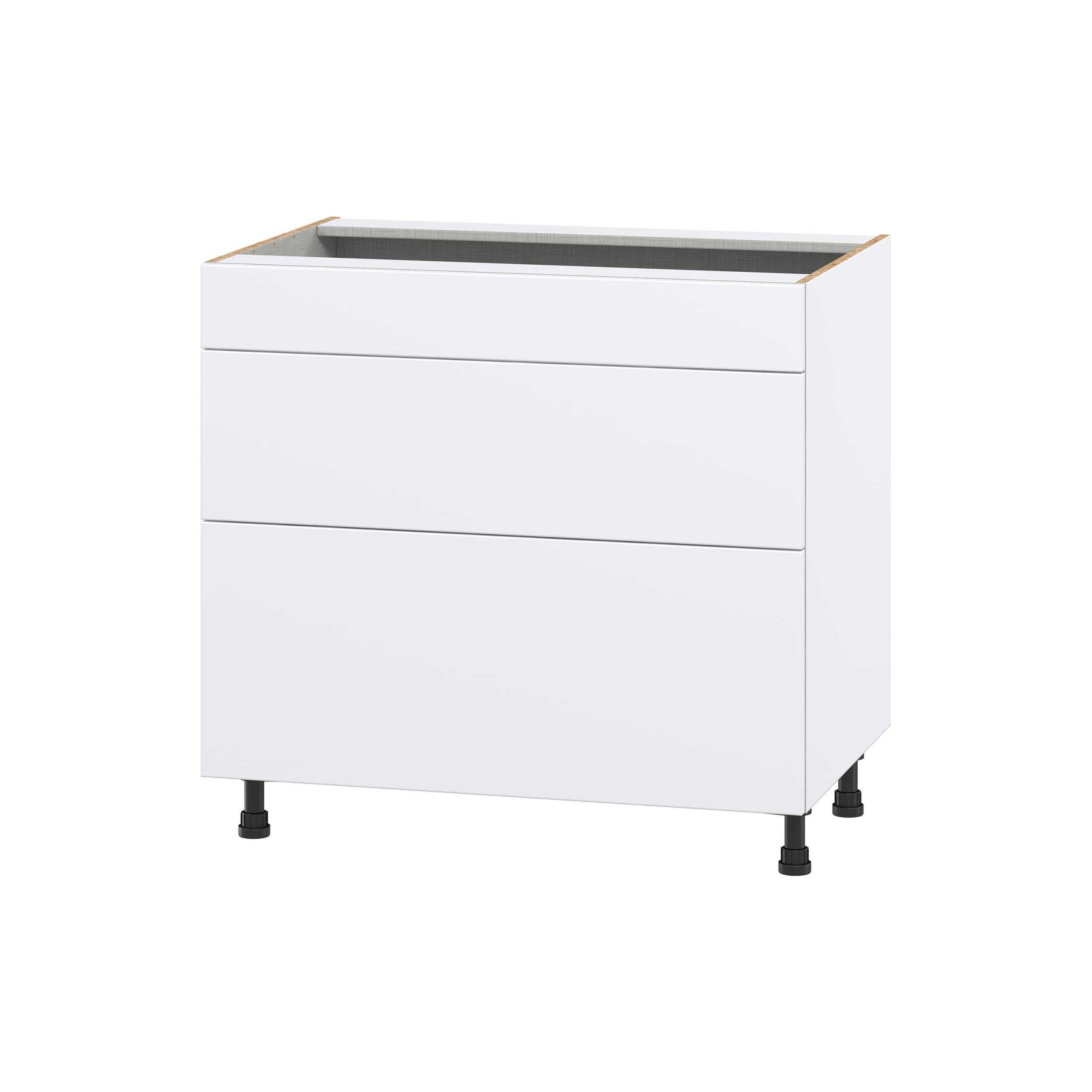 Hugo&Borg DSBCT3D36FF-LA Lasalle 36-in W x 34.5-in H x 24-in D Bright White Slab 3 -Drawers Drawer Base Fully assembled Cabinet (Flat Panel Slab)