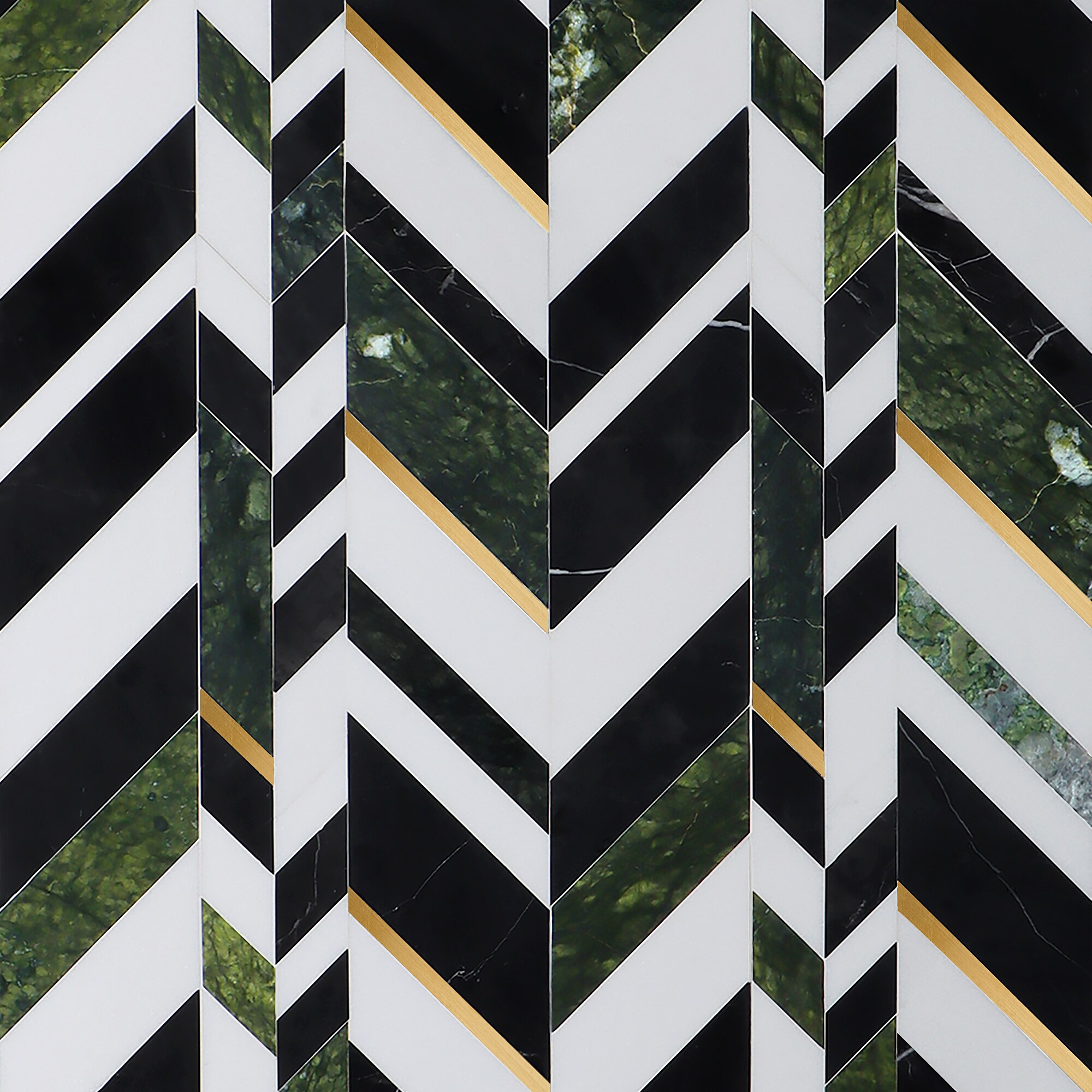 Artmore Tile EXT3RD106777 Xander Verde Jade 12-in x 18-in Polished Natural stone Marble look Chevron Mosaic Wall Tile ( 1.54-sq ft Piece )