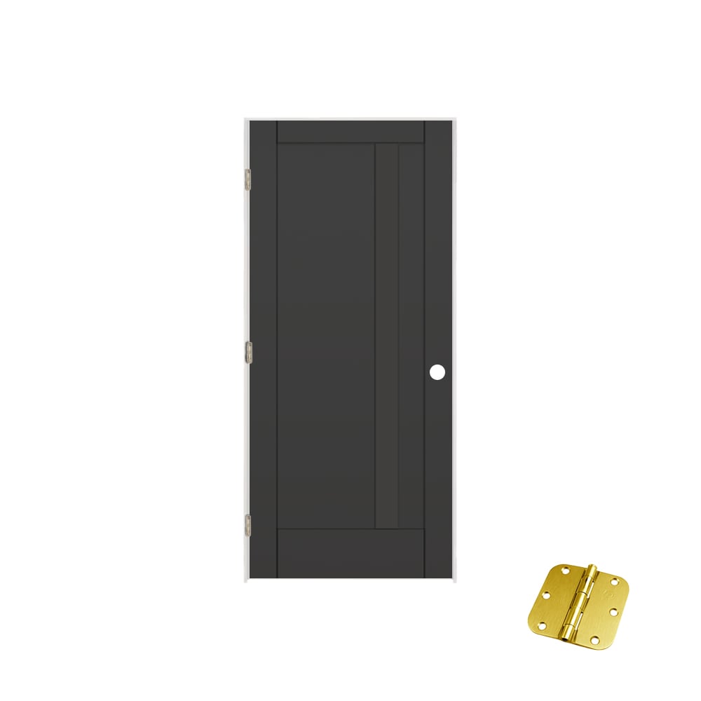 RELIABILT 28-in x 80-in Obsidian Solid Core 2-panel Right Hand MDF Single Prehung Interior Door #BD34117R1B08DP