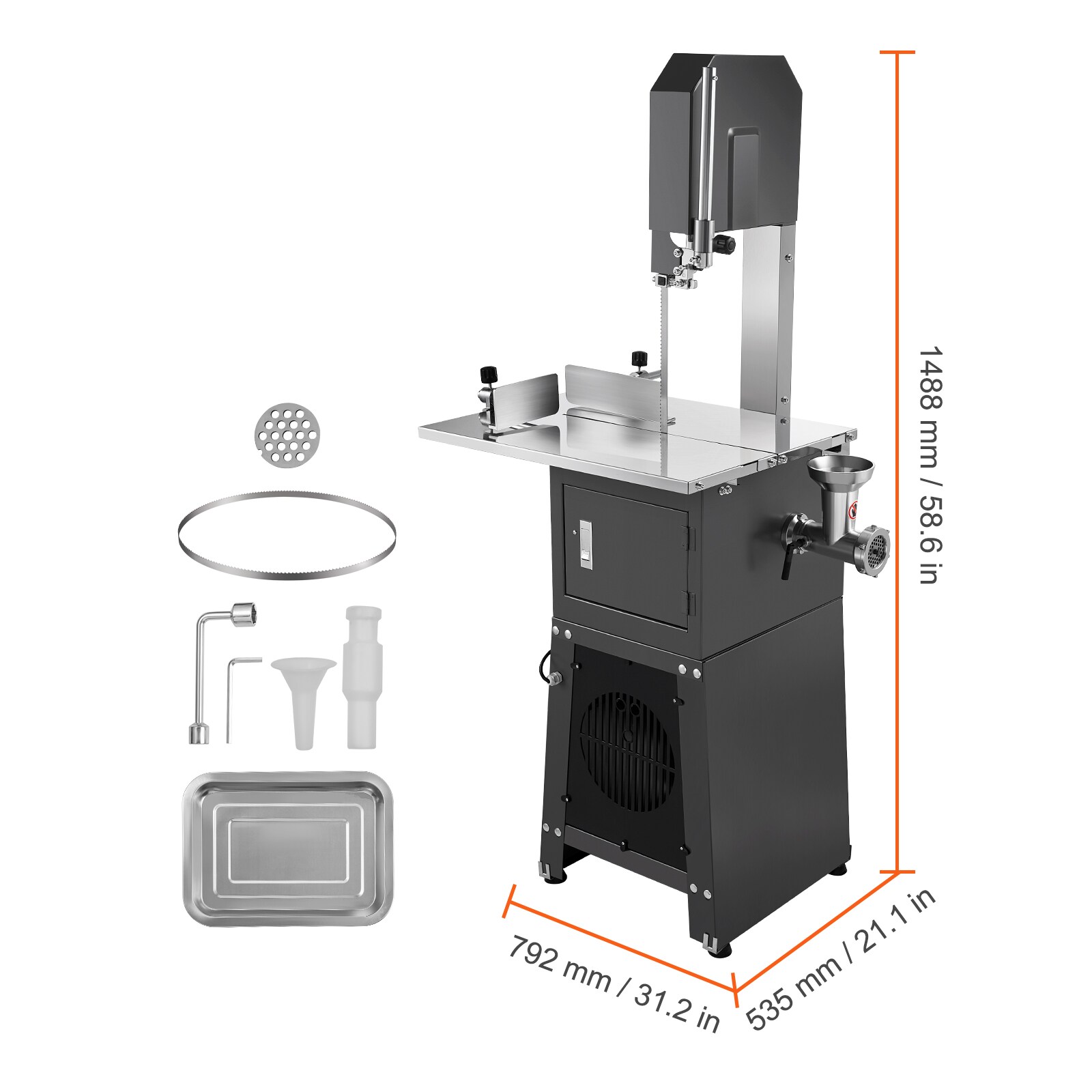 GIVIMO Commercial Electric Meat Bandsaw 550W Stainless Steel Vertical ...
