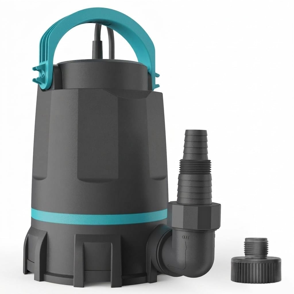 Justincity Sump Pump 1 HP 4500 GPH Submersible Utility Water Pump Thermoplastic Portable High Flow for Pool Pond Basement Window Wells 10 ft #L05JT07004