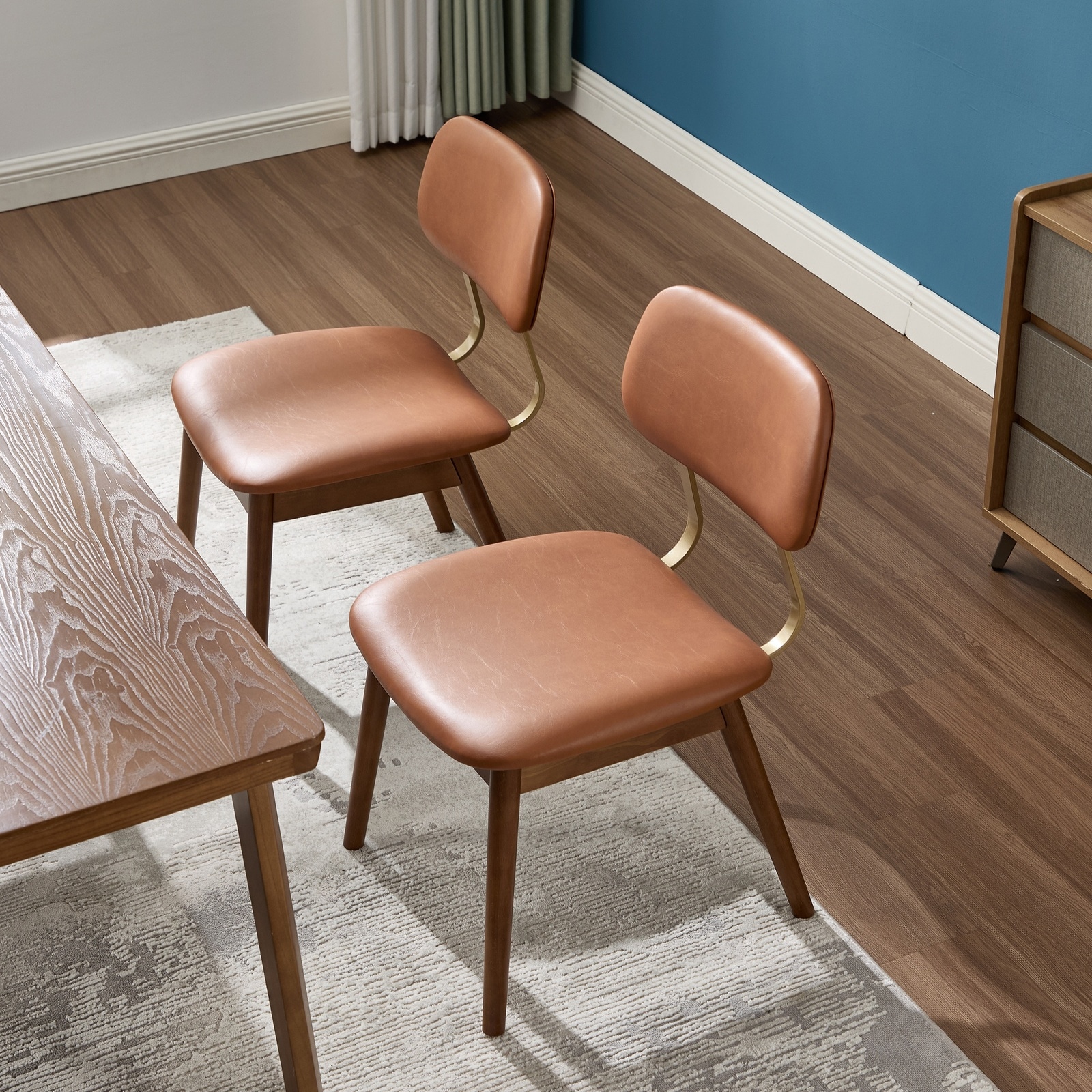 Horizons Prime - 22 inch x 19 inch x 32 inch Brown Faux Leather Upholstered Wooden Dining Chairs ...