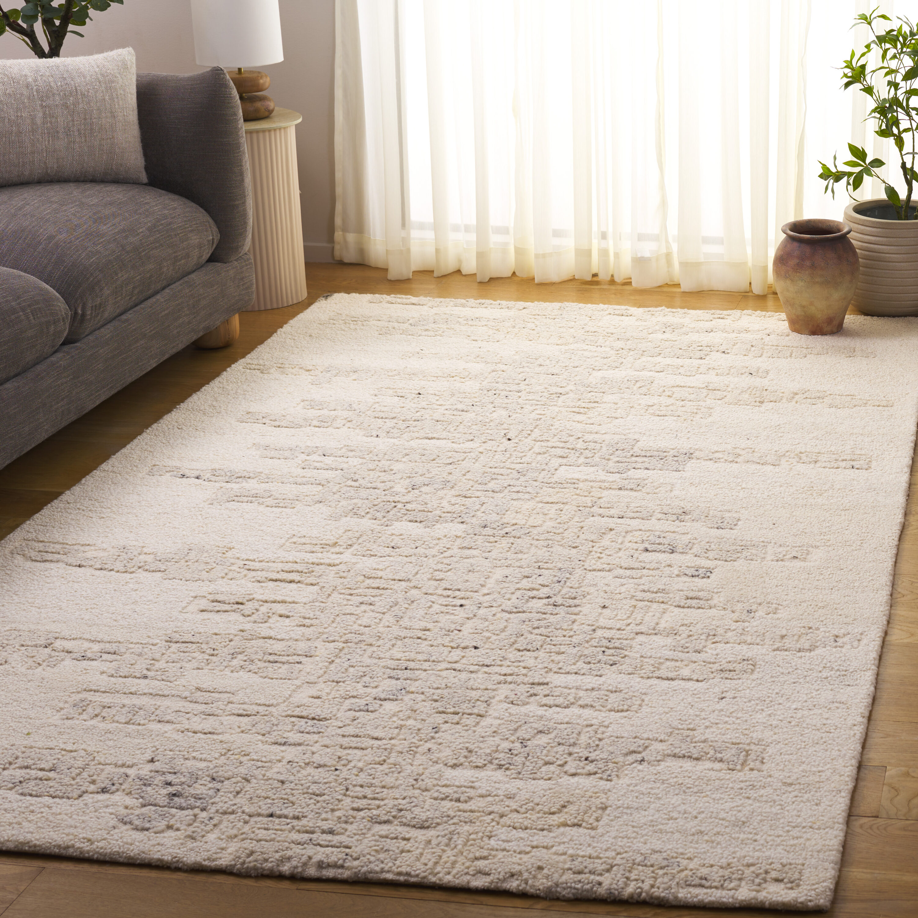  Harvest 106 Ivory/Gray Contemporary 5ft x 8ft Medium Rectangle Rug