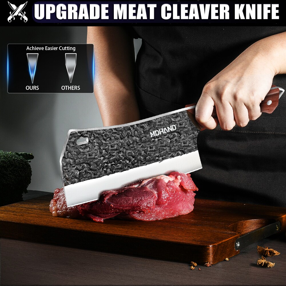 MDHAND 4-Piece Butcher Knife Set with Sharpener Hand Forged Serbian ...