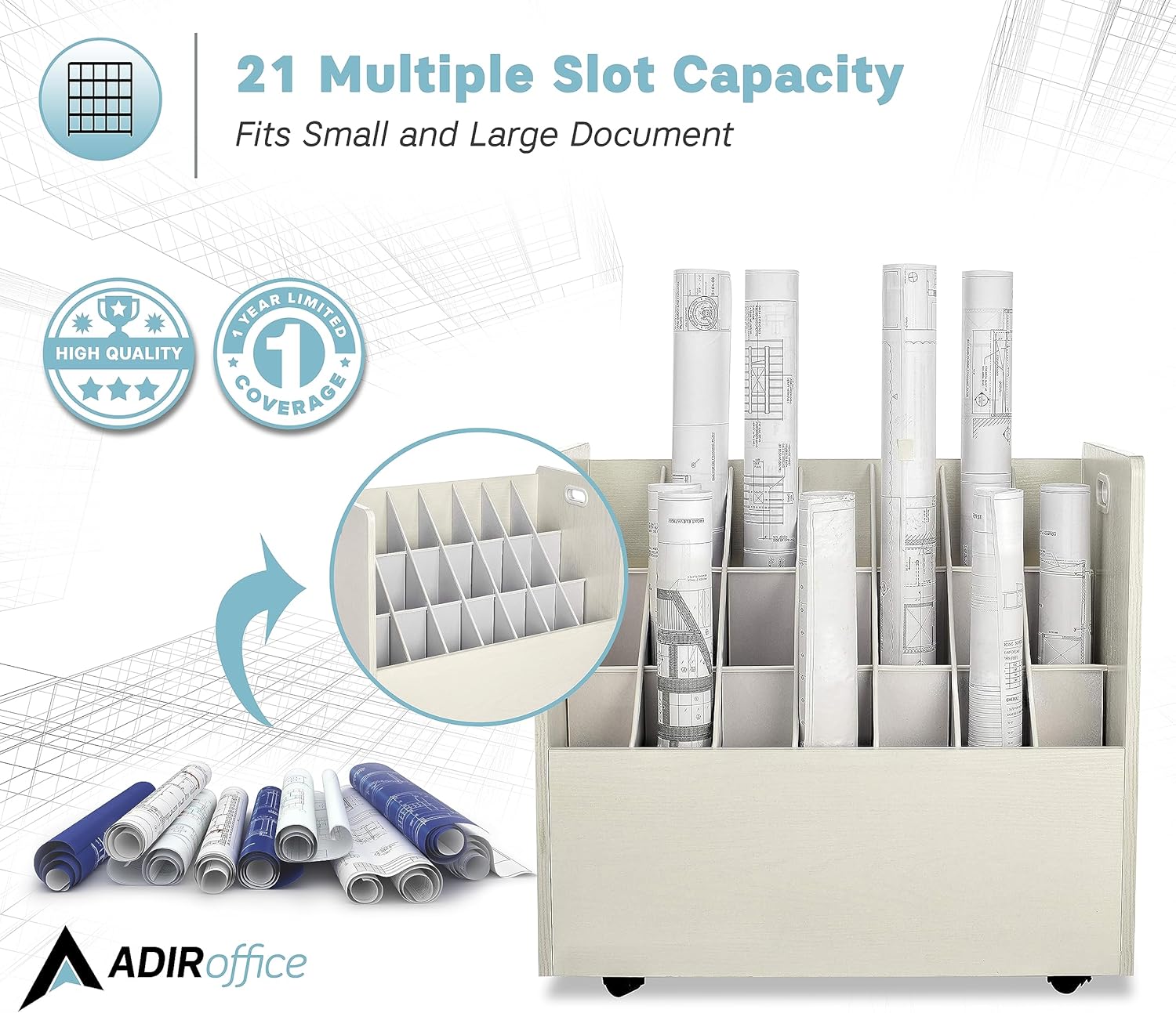AdirOffice WHI625 Office-Accessories - View #2