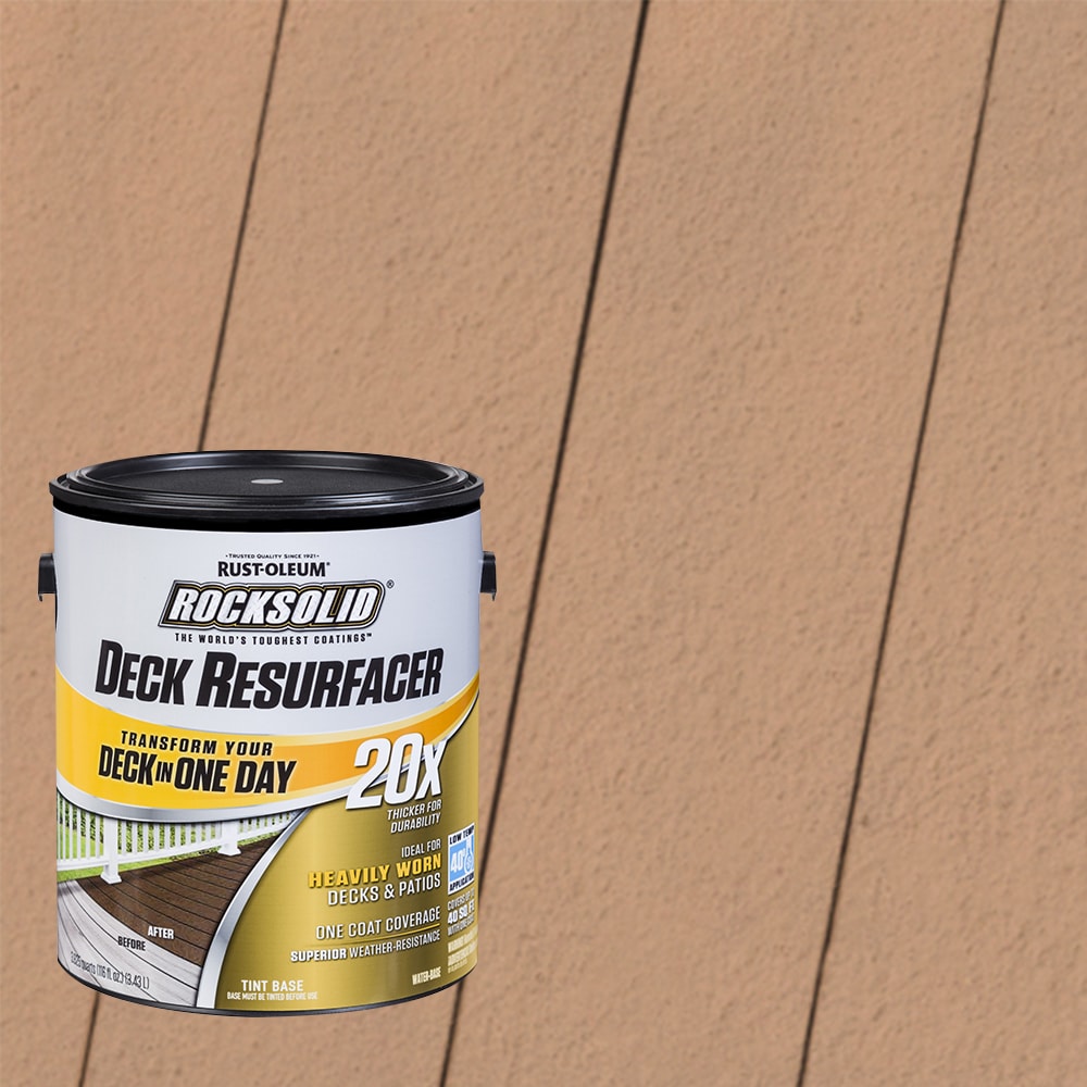 Rust-Oleum 319364T RockSolid 20X Deck Resurfacer Pre-Tinted Buckskin Solid Exterior Wood Stain and Sealer in One ( 1-gallon )
