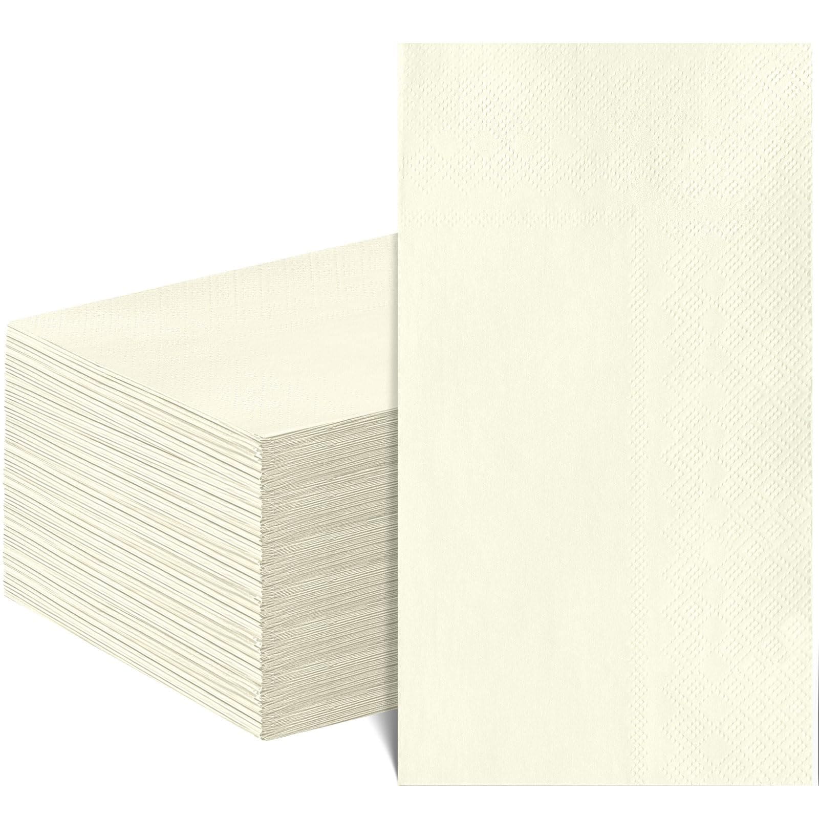 Aoibox  60 Count Ivory Cream Disposable Dinner Napkins Double Layer Paper Guest Hand Towels 7 9 x 4 3 in Folded