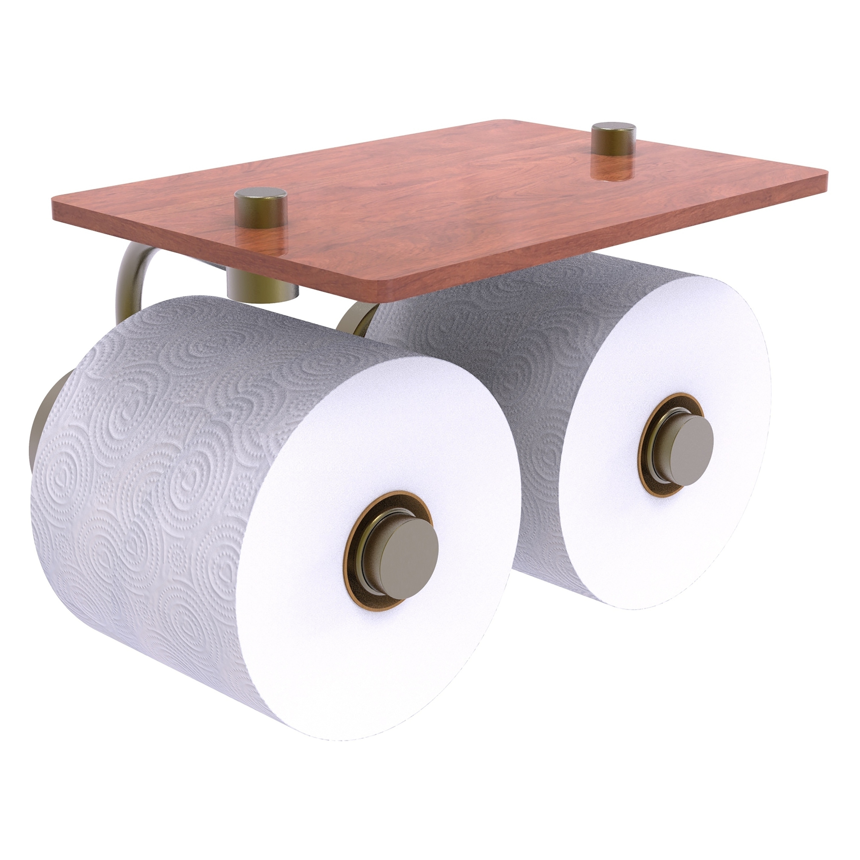 Allied Brass WP-24-2S-IRW-ABR Waverly Place Antique Brass Wall mount Double post Toilet Paper Holder 2 -Rolls with Storage