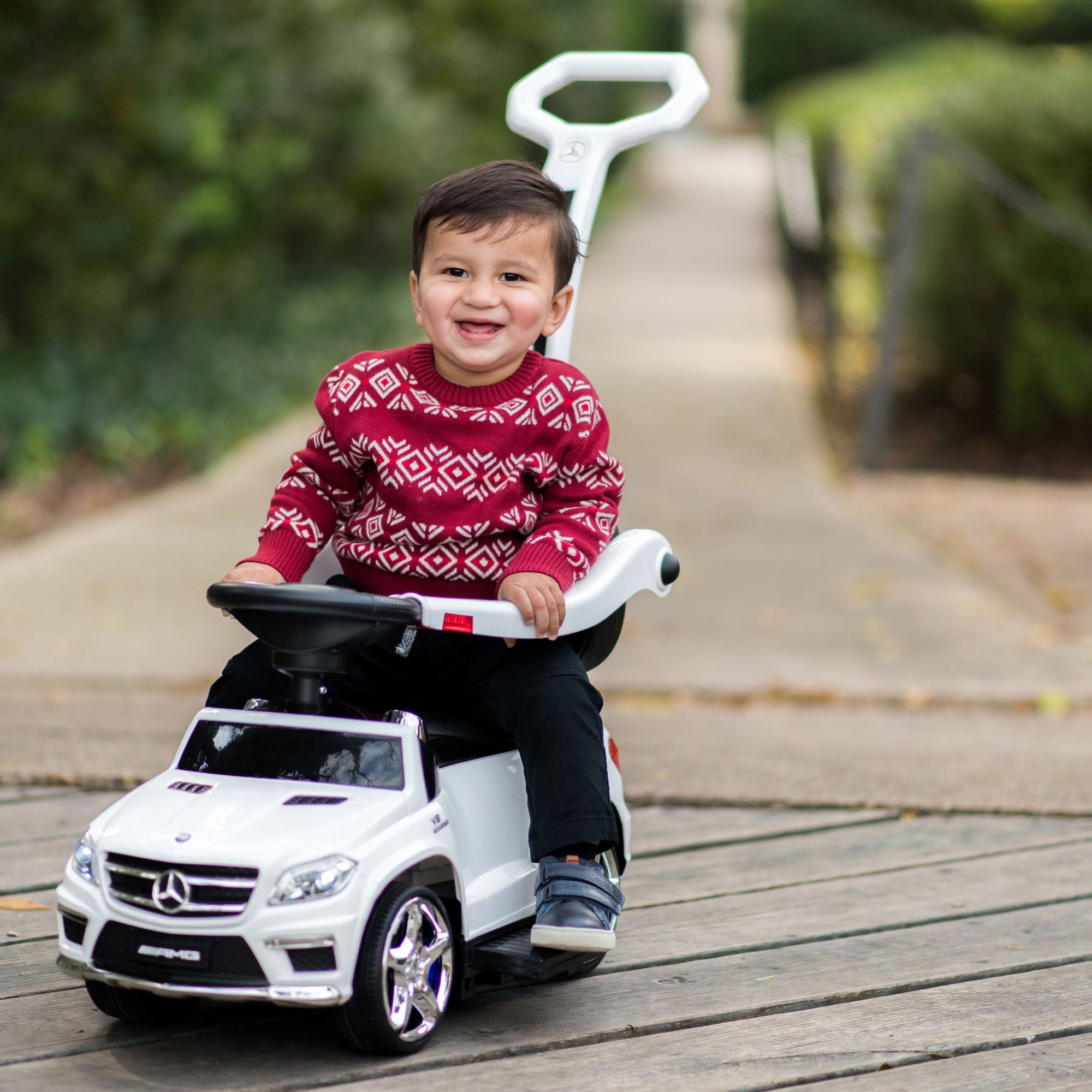 Best Ride On Cars Best Ride On Cars Toddler 4 in 1 Mercedes Push Car Stroller with LED Lights White in the Kids Play Toys department at Lowes