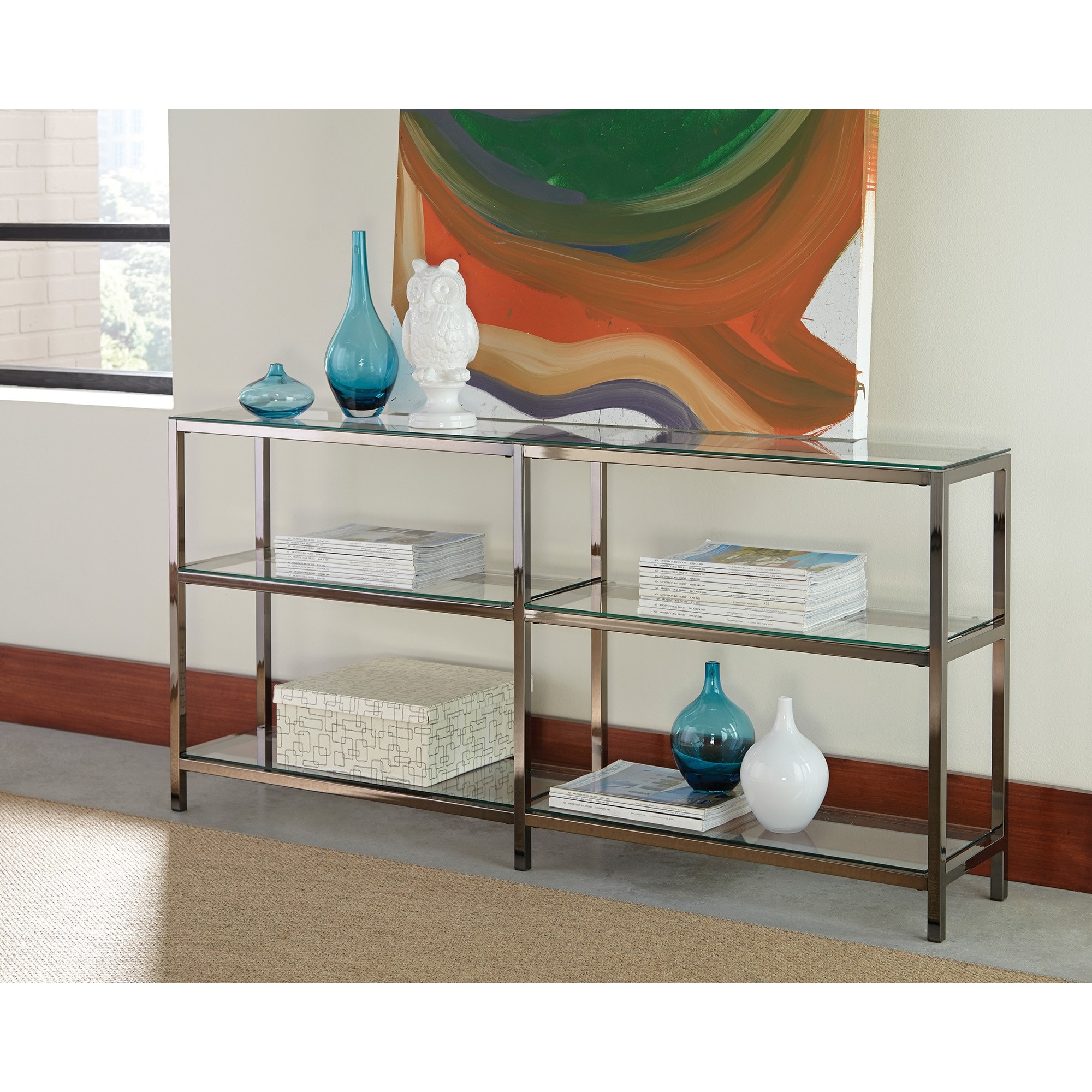 Benzara BM159116 Black Metal 2 -Shelf Bookcase ( 10.25-Inches W x 26.75-Inches H x 55.25-Inches D ) Finished