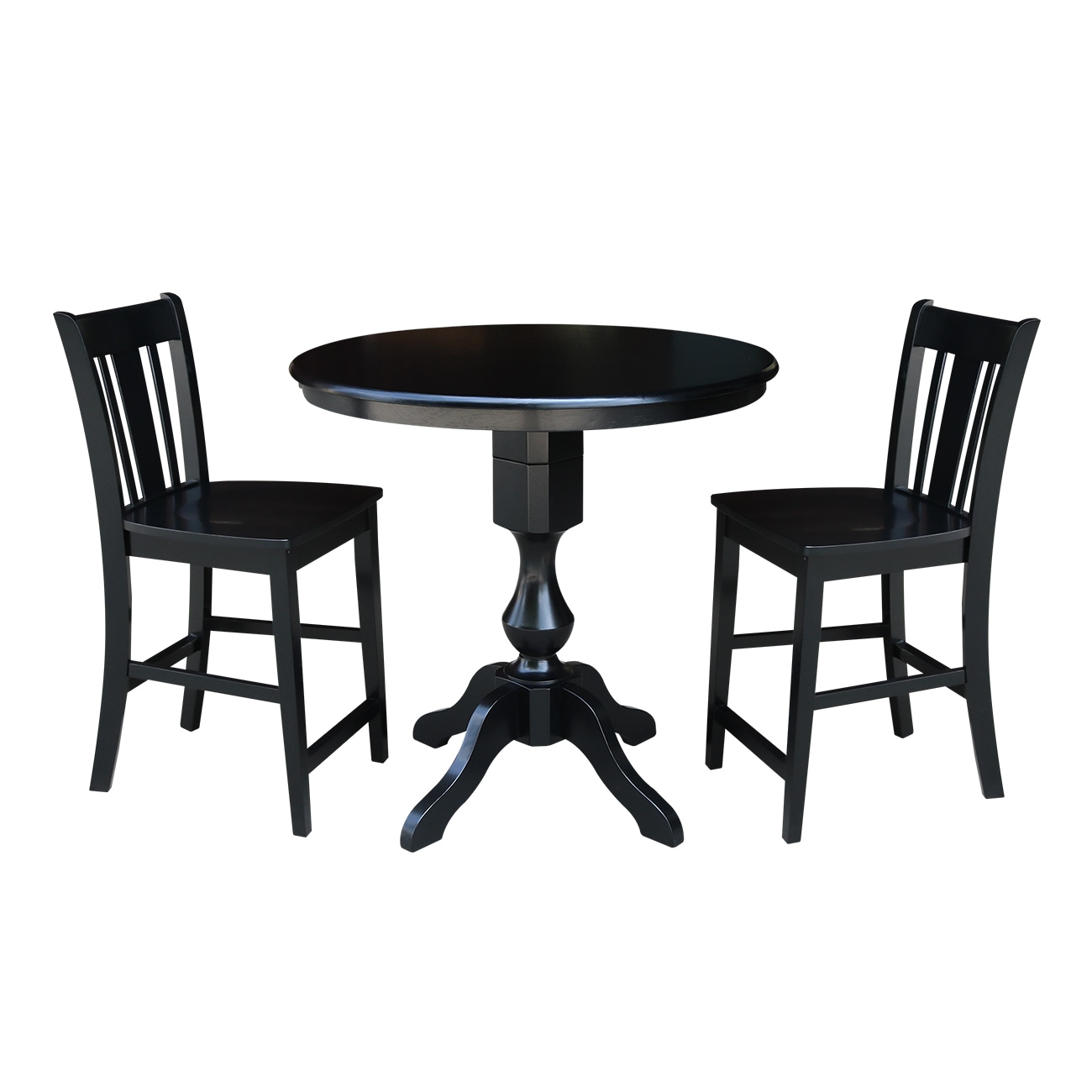 International Concepts K46-36RT-11P-S102-2 Black Casual Dining Room Set with Round Table ( Seats 2 )