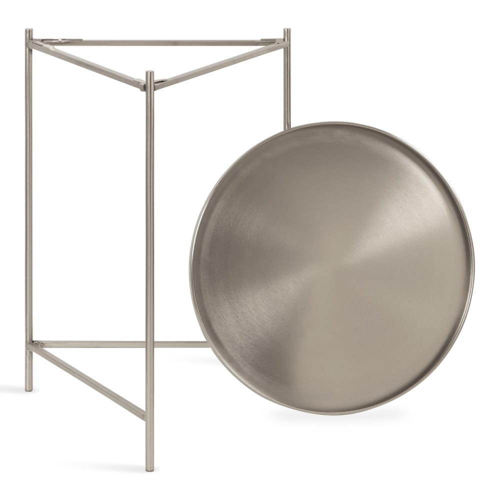 Ulani Satin Silver Nesting Metal Side Tables, Set of 2