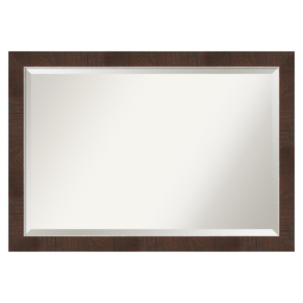 Amanti Art DSW4960959 Wildwood 40-in x 28-in Framed Rectangle Bathroom Vanity Mirror ( Distressed Brown )