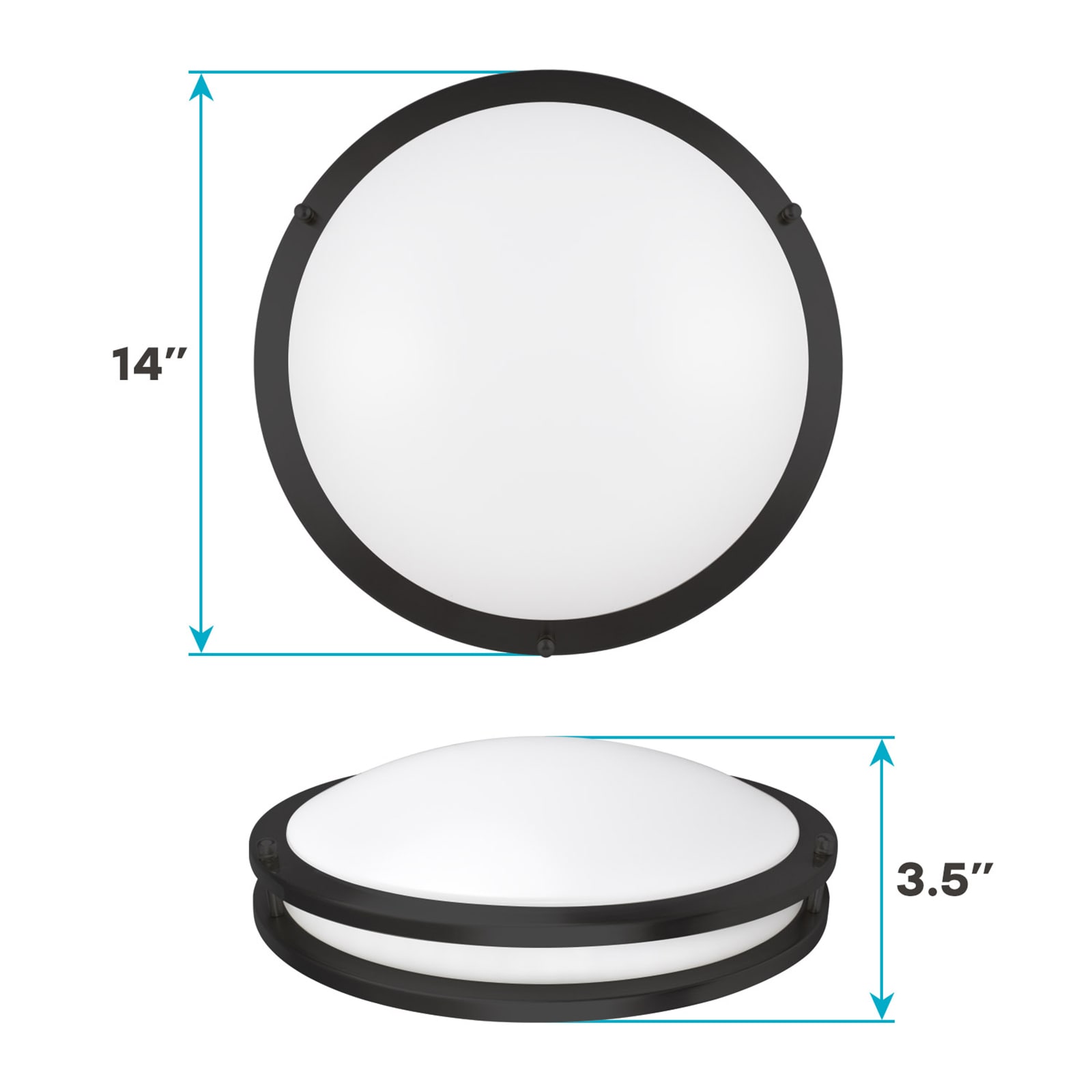 Matte Black 14" LED Flush Mount Ceiling Light with Color Temperature Control