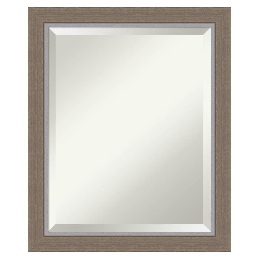 Amanti Art DSW4960741 Eva 19.25-in x 23.25-in Framed Rectangle Bathroom Vanity Mirror ( Matte Brown,Silver )