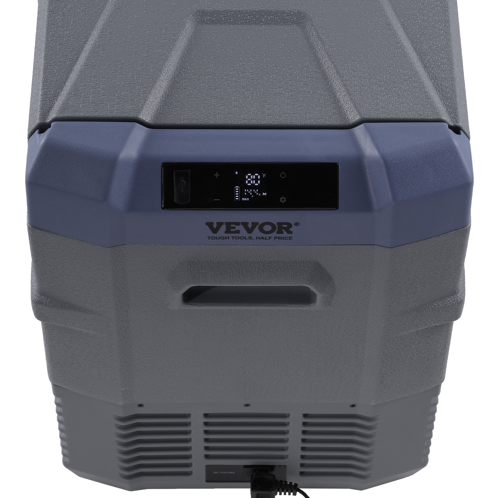 VEVOR 53 Qt Black and Silver Portable Car Refrigerator with App Control