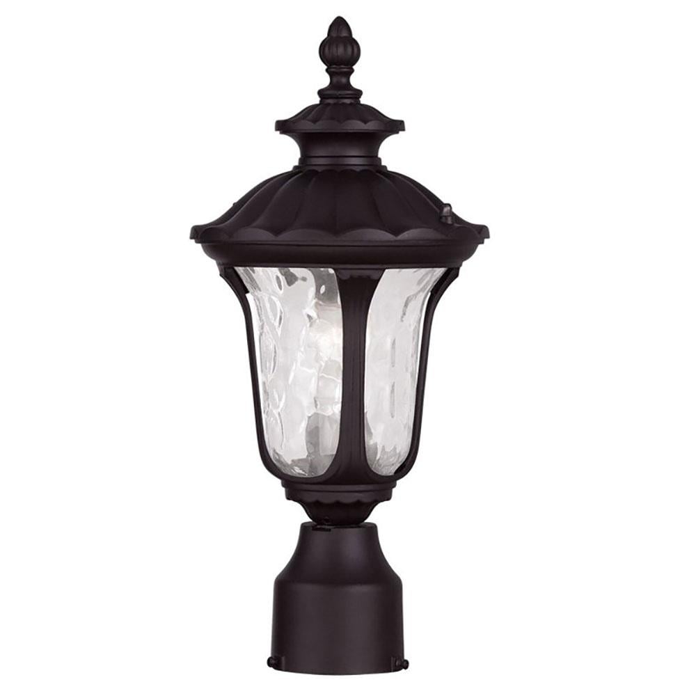 Livex Lighting 7848-07 Oxford 15.5-Inches Clear Water Glass/Bronze Traditional Outdoor Post light