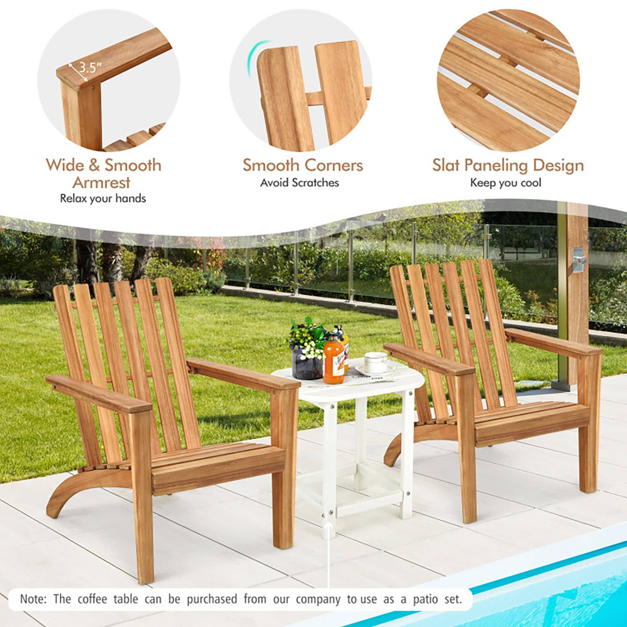 CASAINC Acacia Wood Adirondack Lounge Armchair Natural Wood Acacia ...